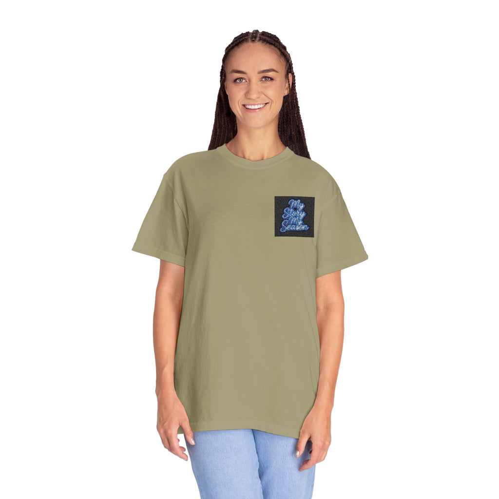 Sequin Dolphin Pocket Tee — Reversible Blue Sequin Graphic T-Shirt