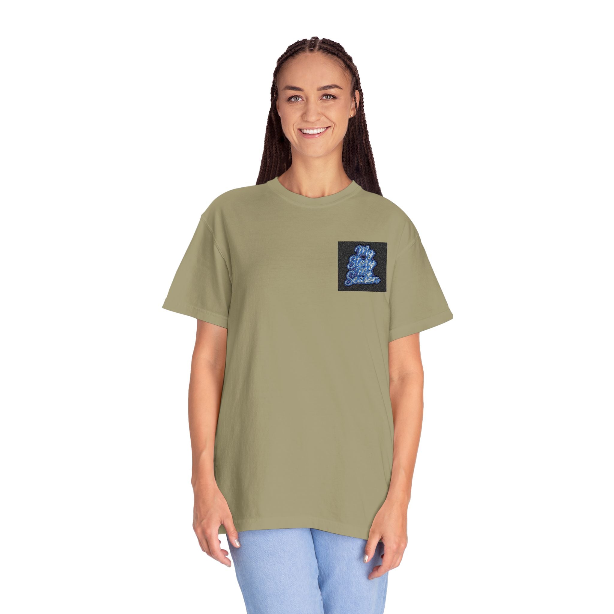 Sequin Dolphin Pocket Tee — Reversible Blue Sequin Graphic T-Shirt
