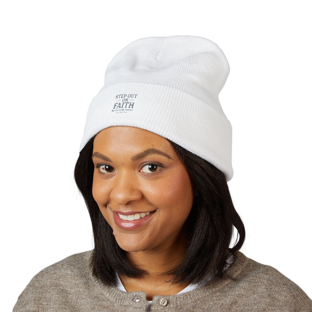 Embroidered “Step Out in Faith” Cuffed Beanie