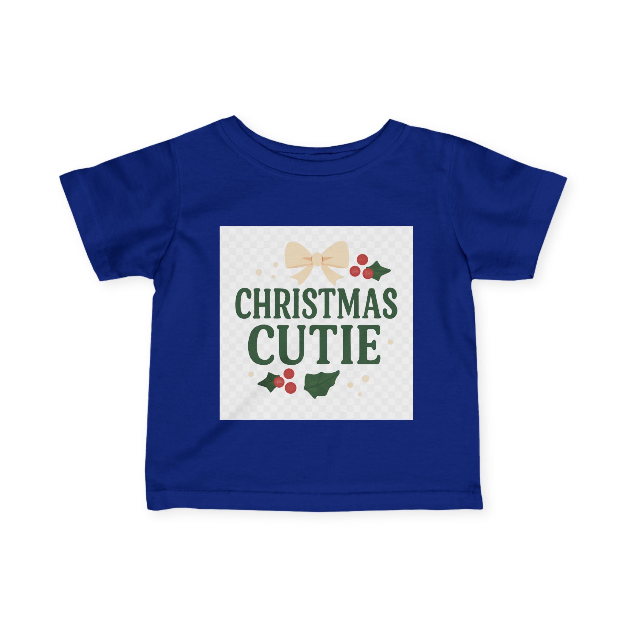 Christmas Cutie Infant Tee – Festive Baby Holiday Shirt with Bow & Holly