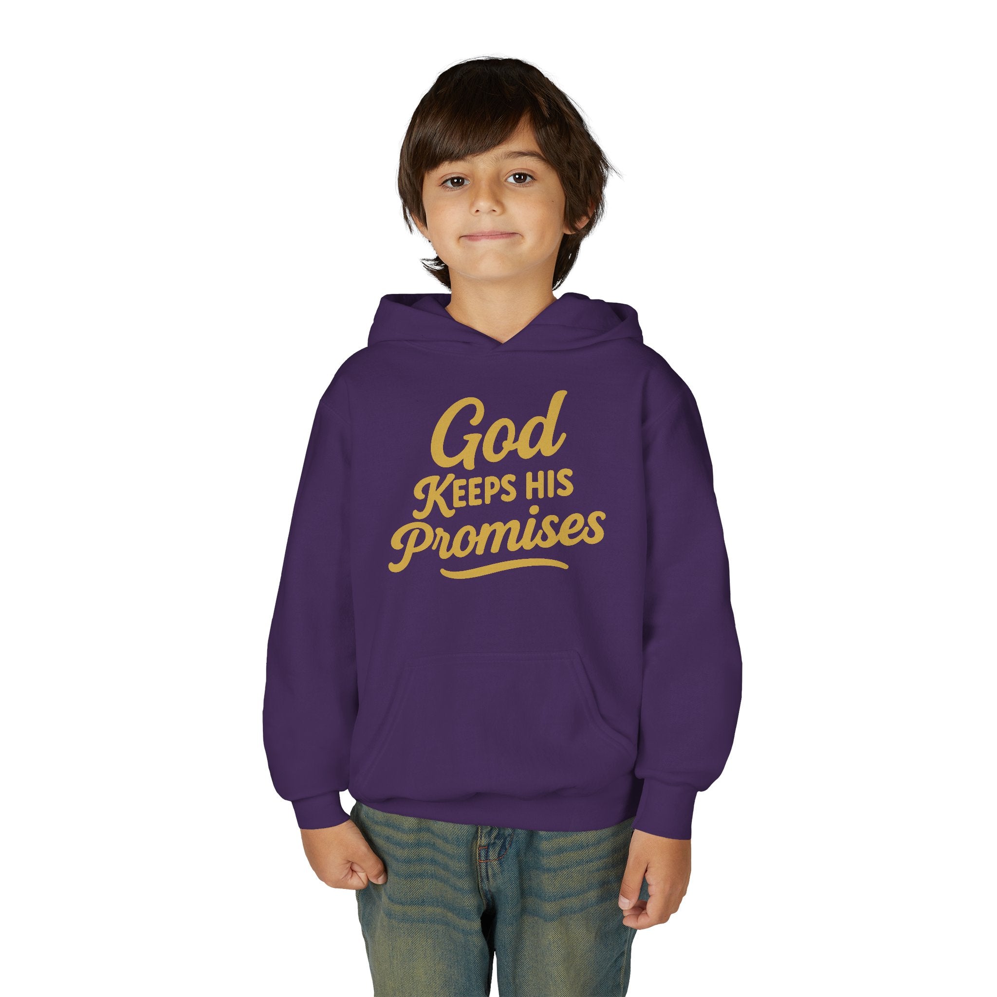 Youth Hoodie — "God Keeps His Promises" Inspirational Faith Sweatshirt