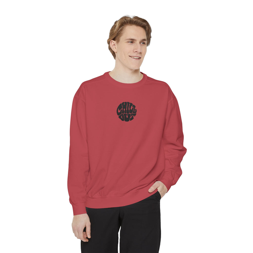 Chill Out Circle Sweatshirt – Minimal Retro Graphic Crewneck | Unisex Comfort