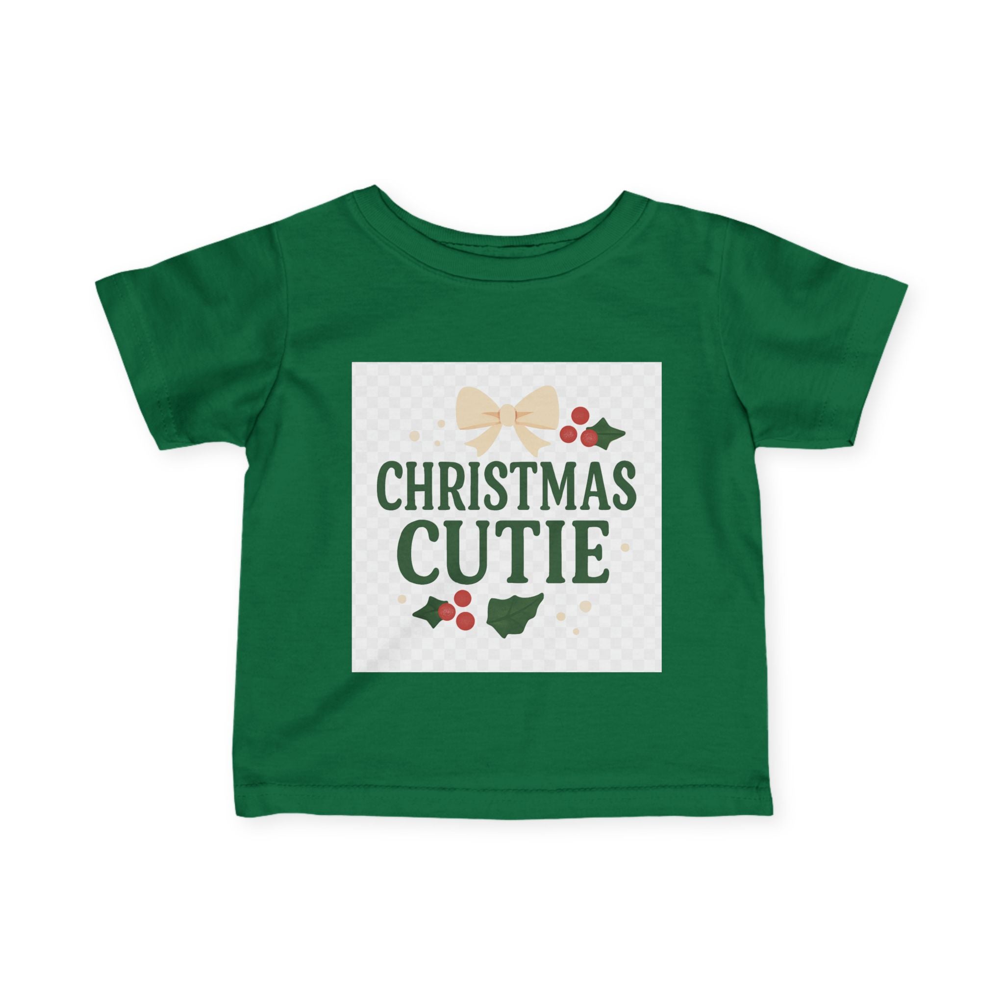 Christmas Cutie Infant Tee – Festive Baby Holiday Shirt with Bow & Holly