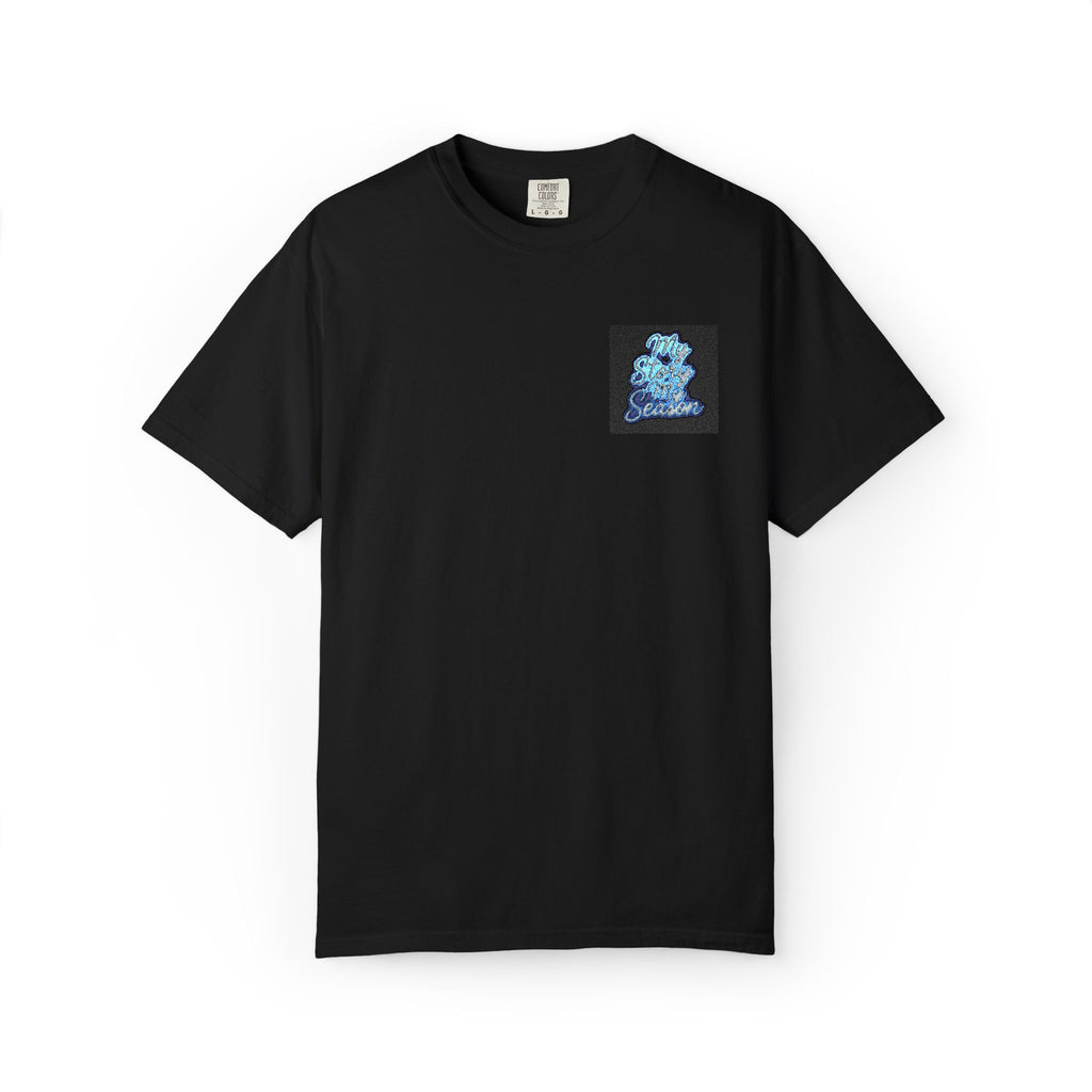 Sequin Dolphin Pocket Tee — Reversible Blue Sequin Graphic T-Shirt