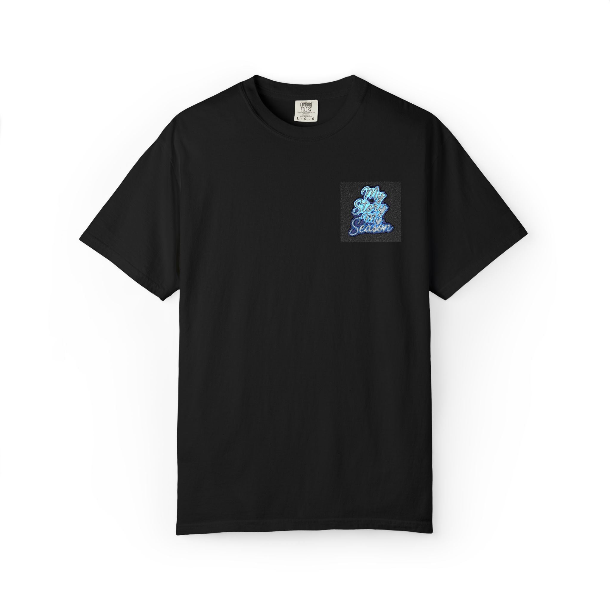 Sequin Dolphin Pocket Tee — Reversible Blue Sequin Graphic T-Shirt