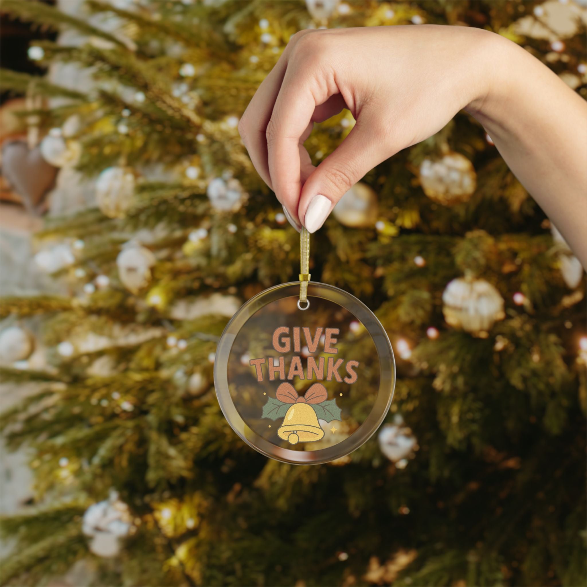 Elegant Beautiful Glass Ornaments- Give Thanks