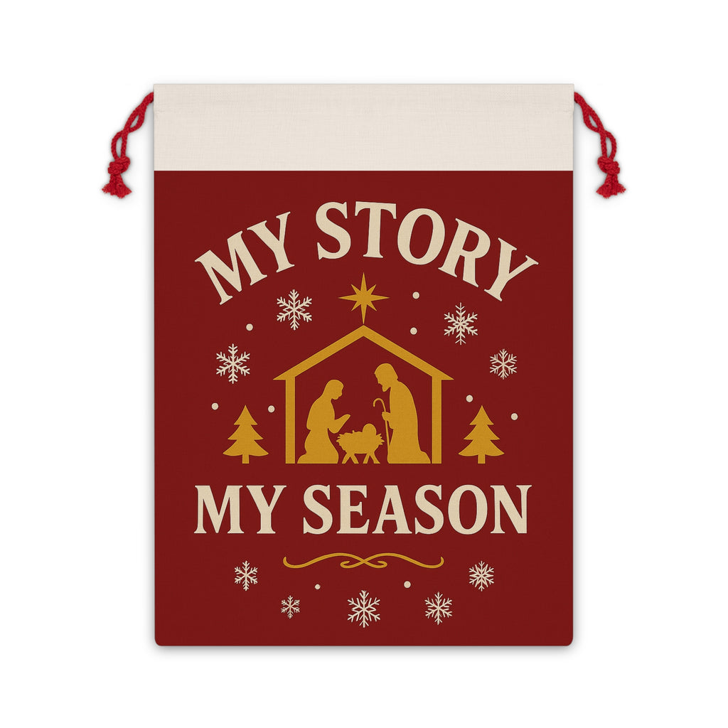 Christmas Nativity Gift Bag — "My Story My Season" Drawstring Pouch