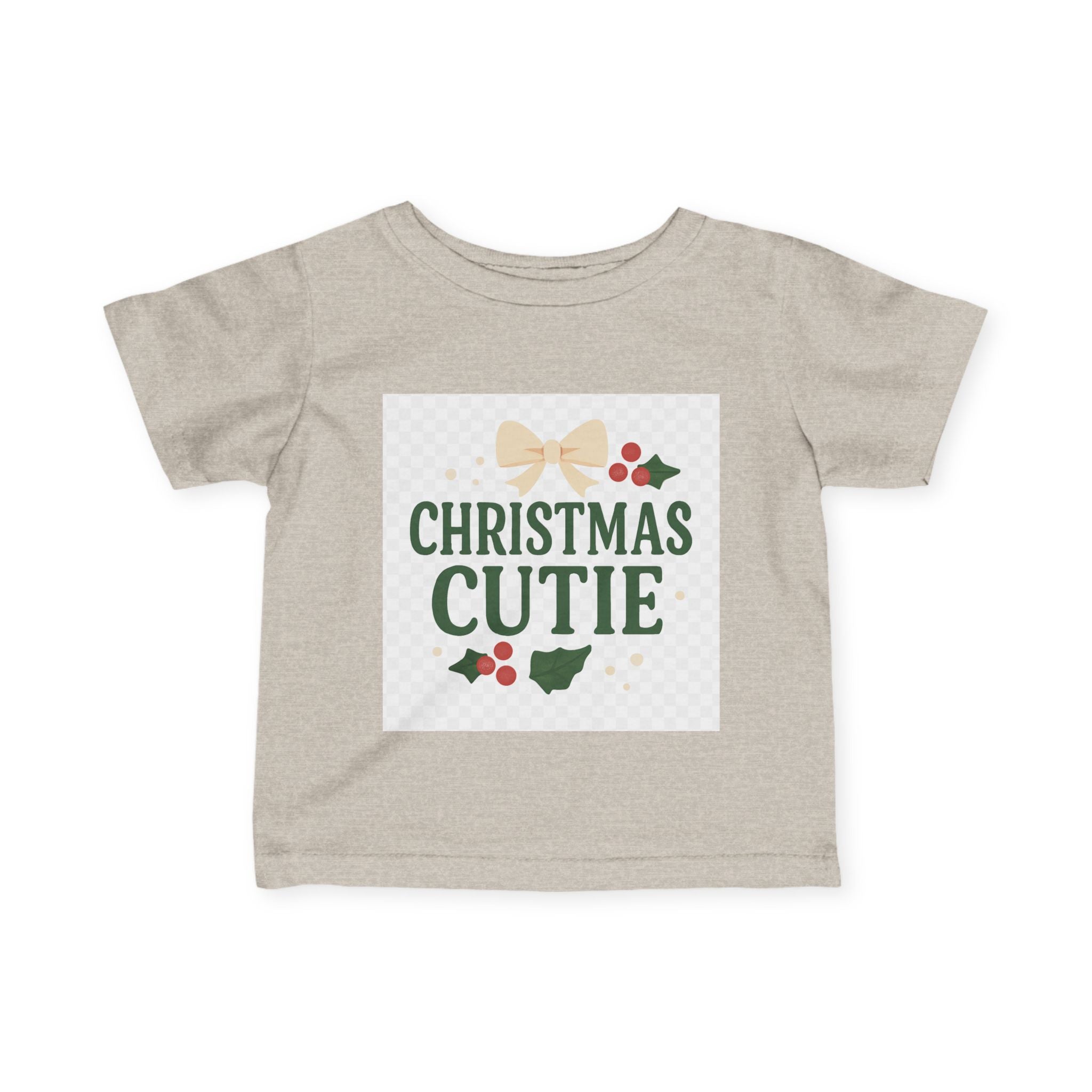 Christmas Cutie Infant Tee – Festive Baby Holiday Shirt with Bow & Holly