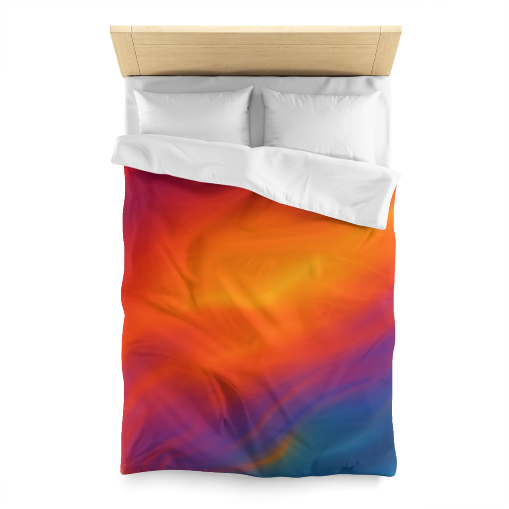 Vibrant Sunset Gradient Duvet Cover — Bold Orange to Deep Blue Microfiber