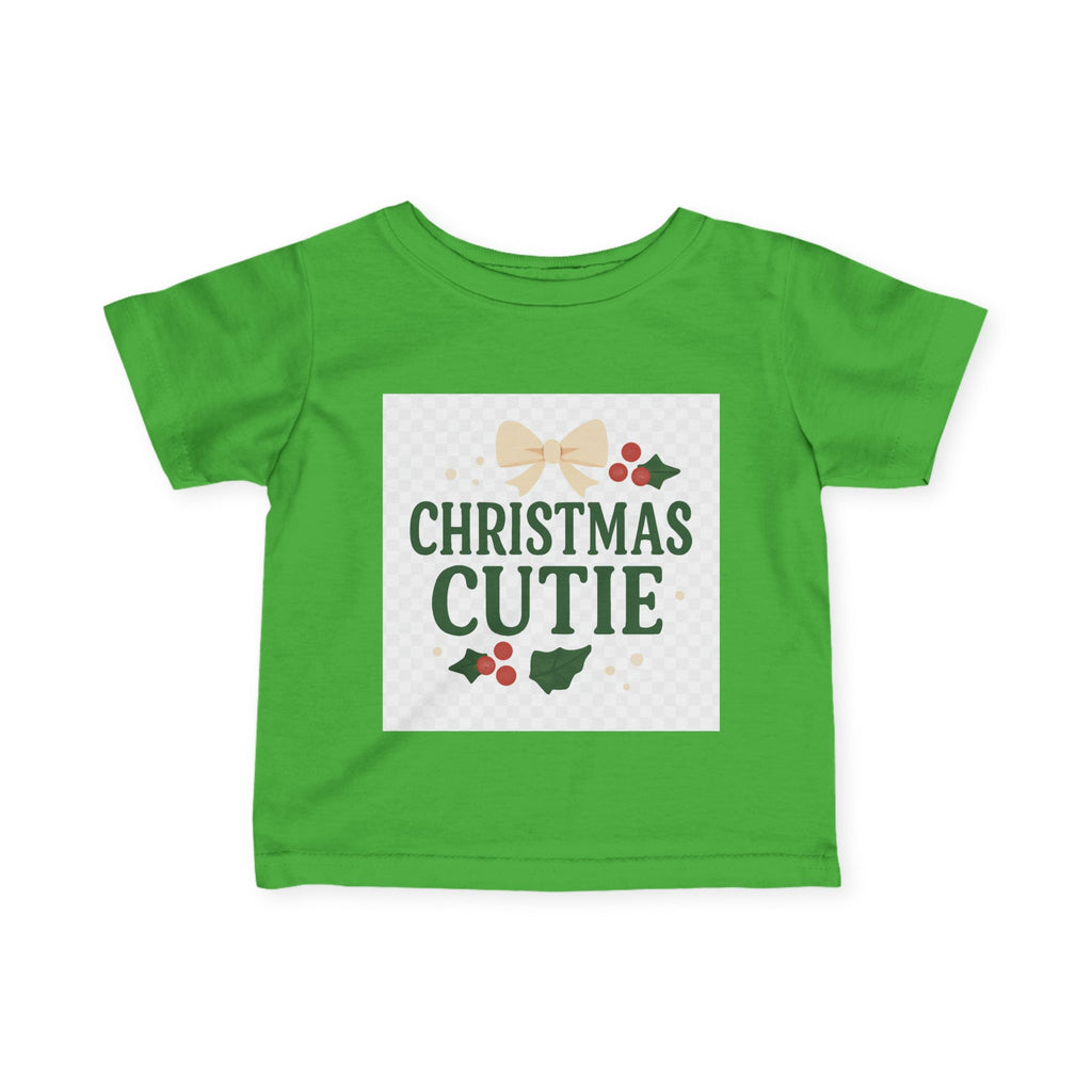 Christmas Cutie Infant Tee – Festive Baby Holiday Shirt with Bow & Holly
