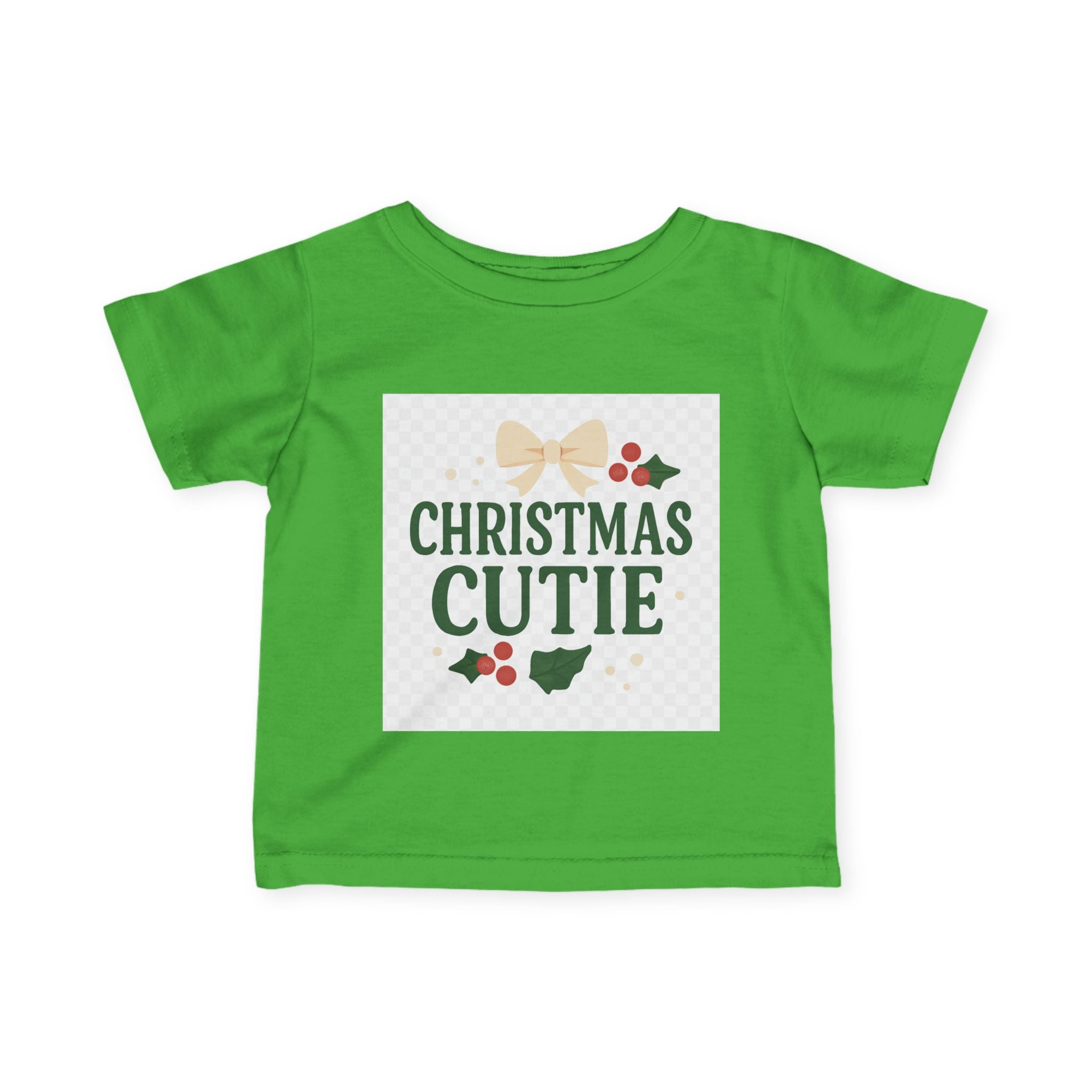 Christmas Cutie Infant Tee – Festive Baby Holiday Shirt with Bow & Holly