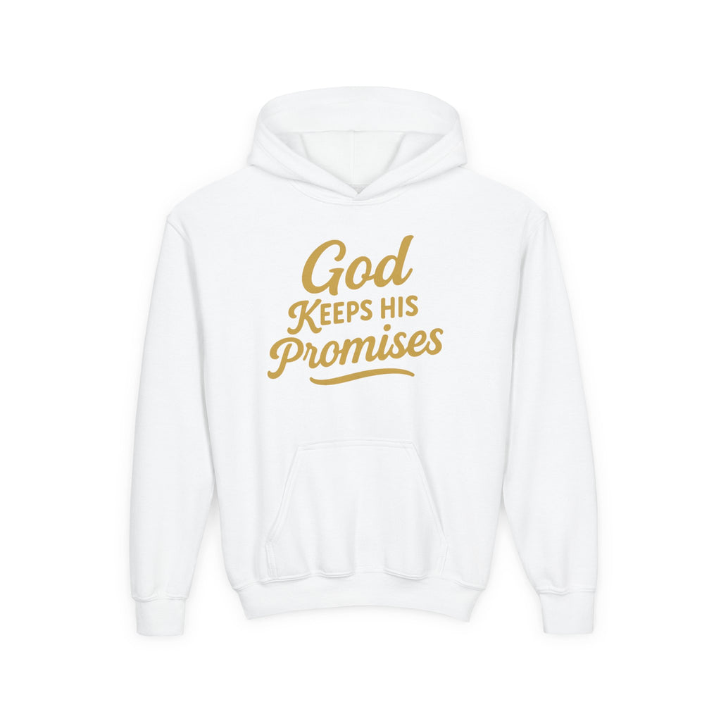 Youth Hoodie — "God Keeps His Promises" Inspirational Faith Sweatshirt
