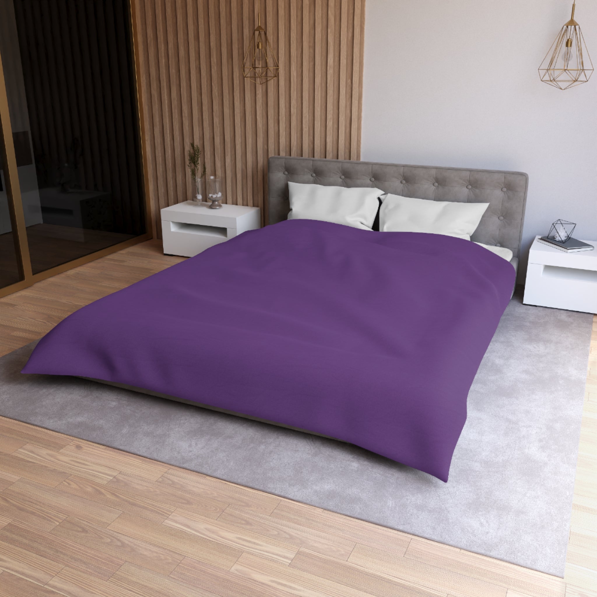 Purple Minimalist Microfiber Duvet Cover — Solid Violet Bedroom Bedding