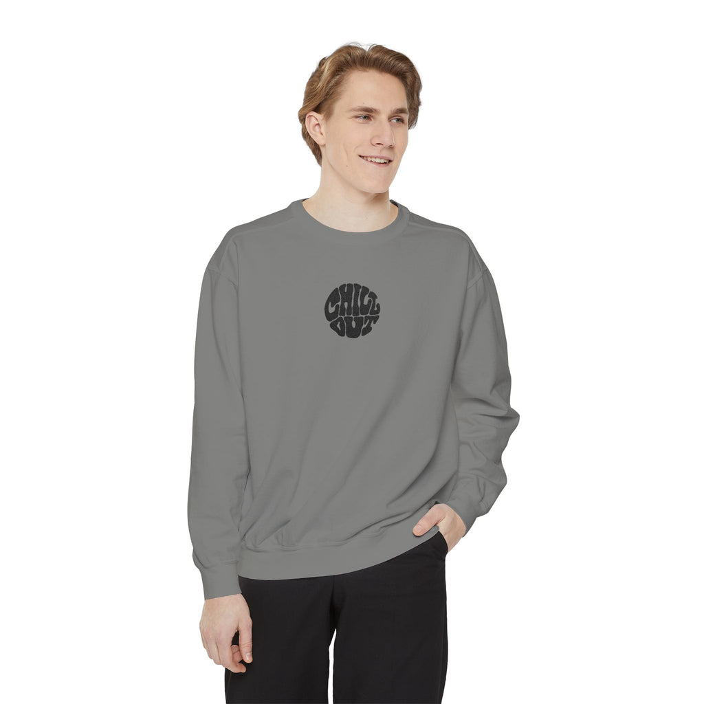 Chill Out Circle Sweatshirt – Minimal Retro Graphic Crewneck | Unisex Comfort