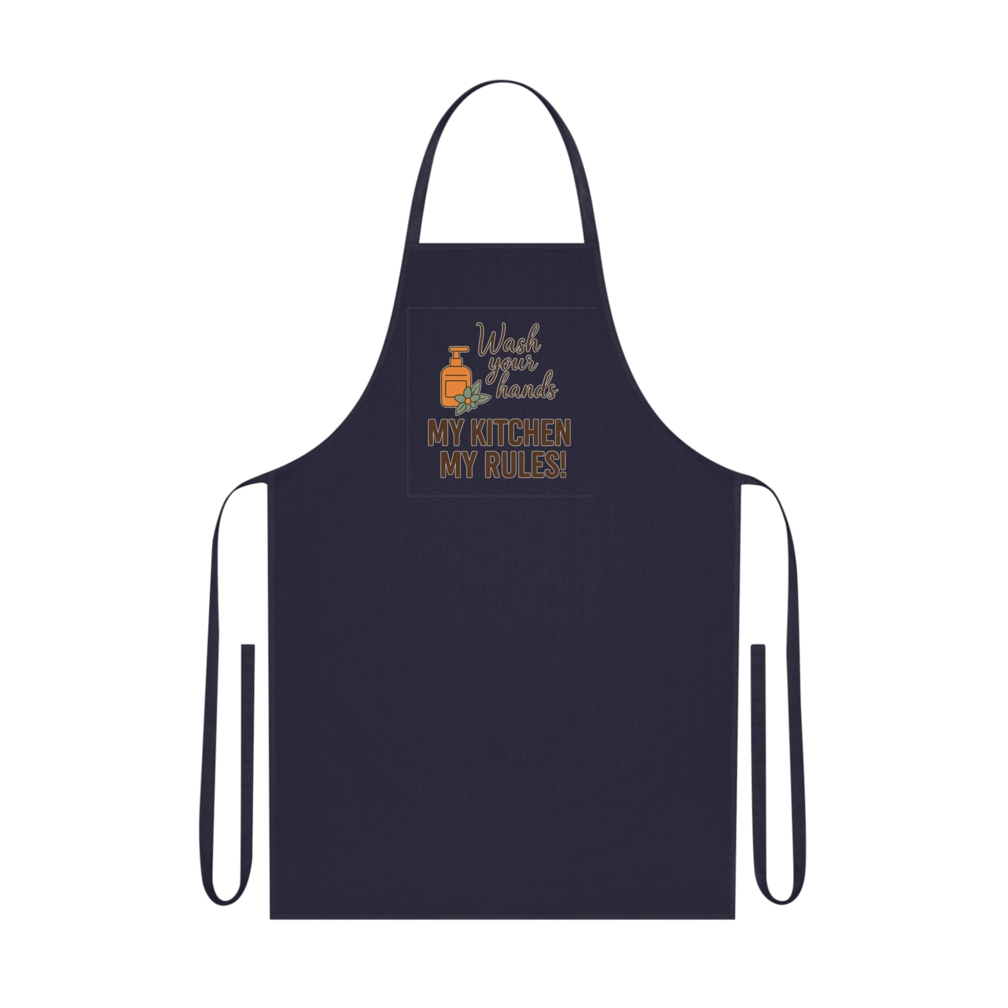 My Kitchen My Rules Cotton Apron — Funny Chef Apron with 'Wash Your Hands' Design