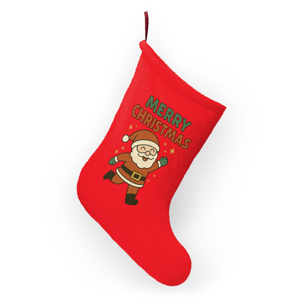 Merry Christmas Santa Stocking - Red Holiday Christmas Stocking