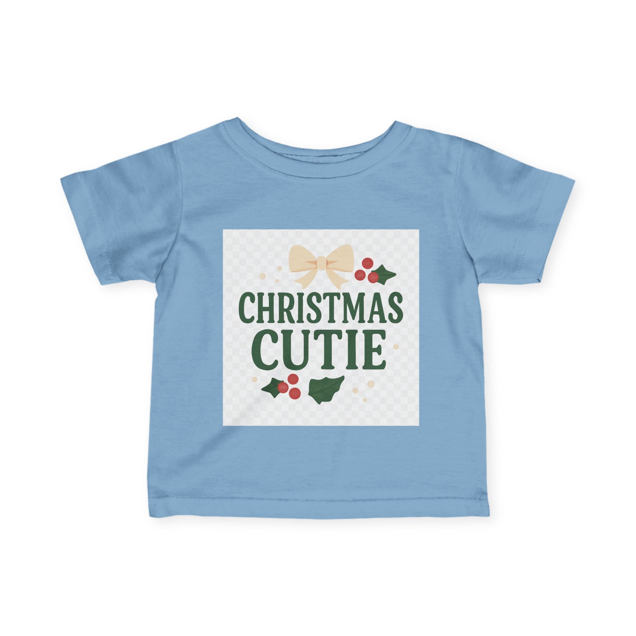 Christmas Cutie Infant Tee – Festive Baby Holiday Shirt with Bow & Holly