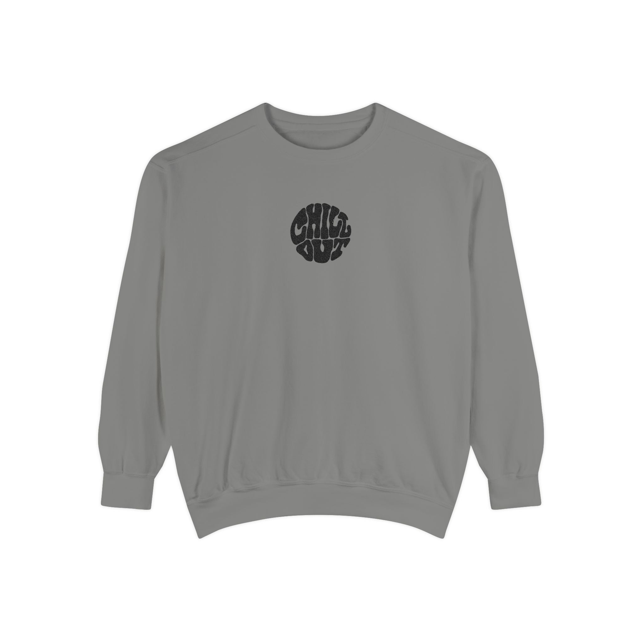 Chill Out Circle Sweatshirt – Minimal Retro Graphic Crewneck | Unisex Comfort