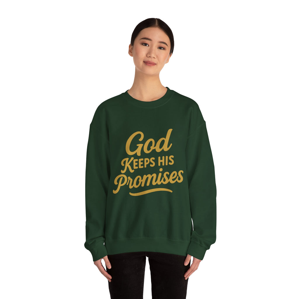 Christian Crewneck Sweatshirt — "God Keeps His Promises" Inspirational Pullover