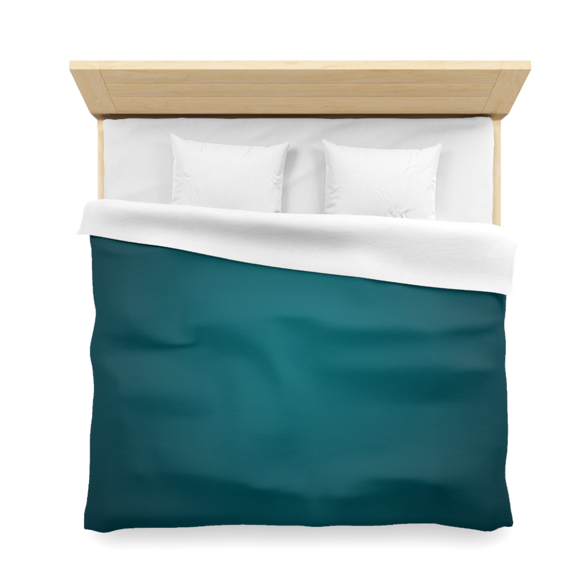 Teal Ombre Microfiber Duvet Cover — Modern Solid Color Bedroom Bedding