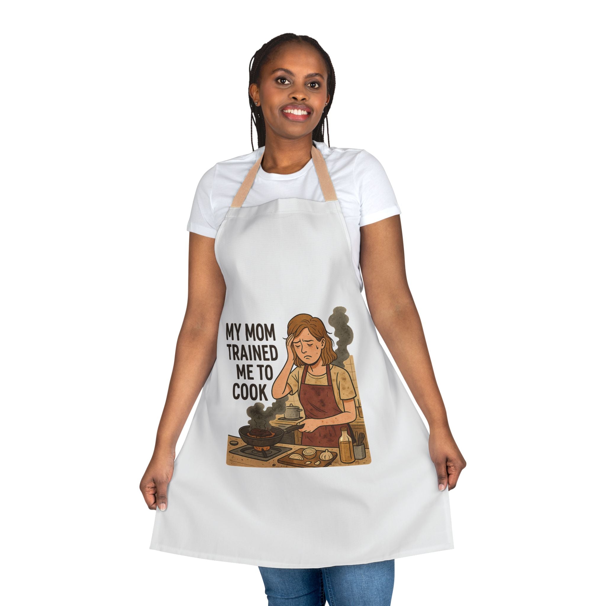 My Mom Trained Me to Cook Apron — Funny Retro Chef Gift for Home Cooks & Mothers' Day