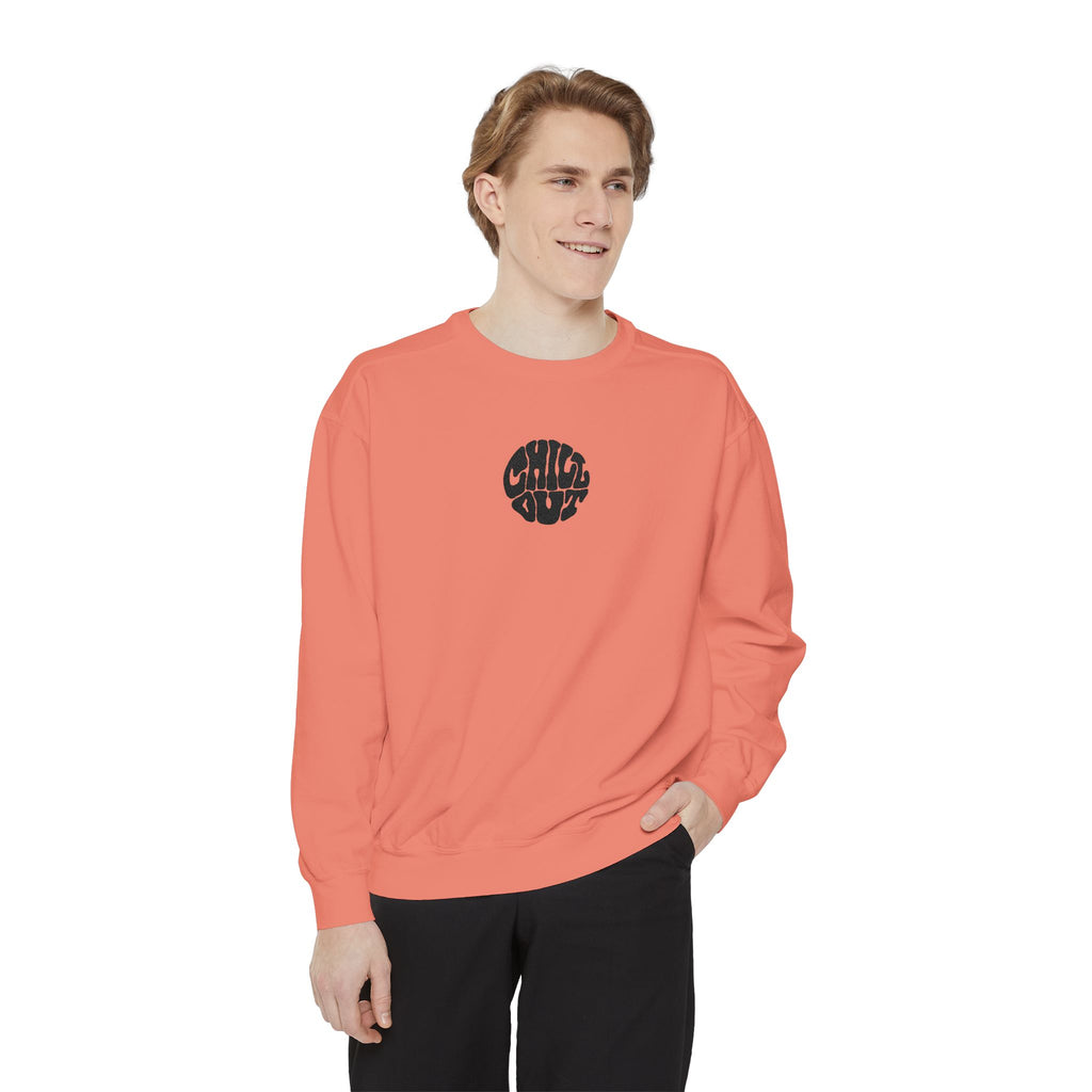 Chill Out Circle Sweatshirt – Minimal Retro Graphic Crewneck | Unisex Comfort