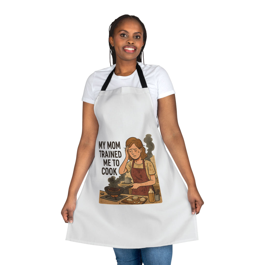 My Mom Trained Me to Cook Apron — Funny Retro Chef Gift for Home Cooks & Mothers' Day