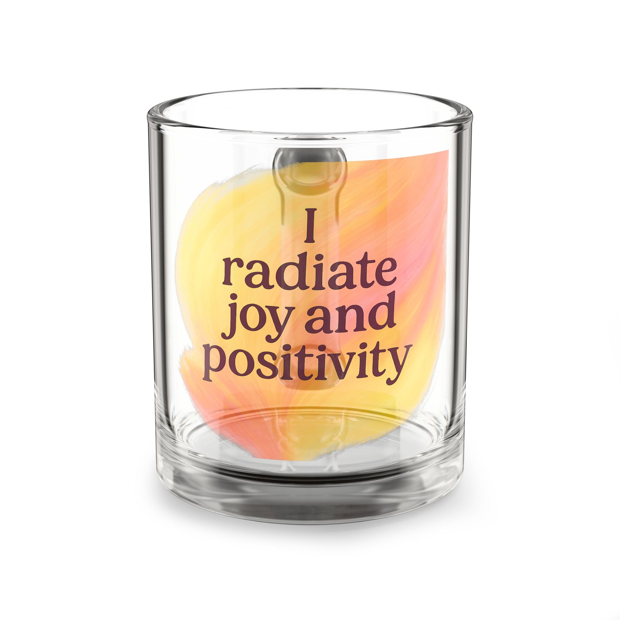 Glass Mug — "I Radiate Joy and Positivity" Inspirational 10oz Coffee Cup
