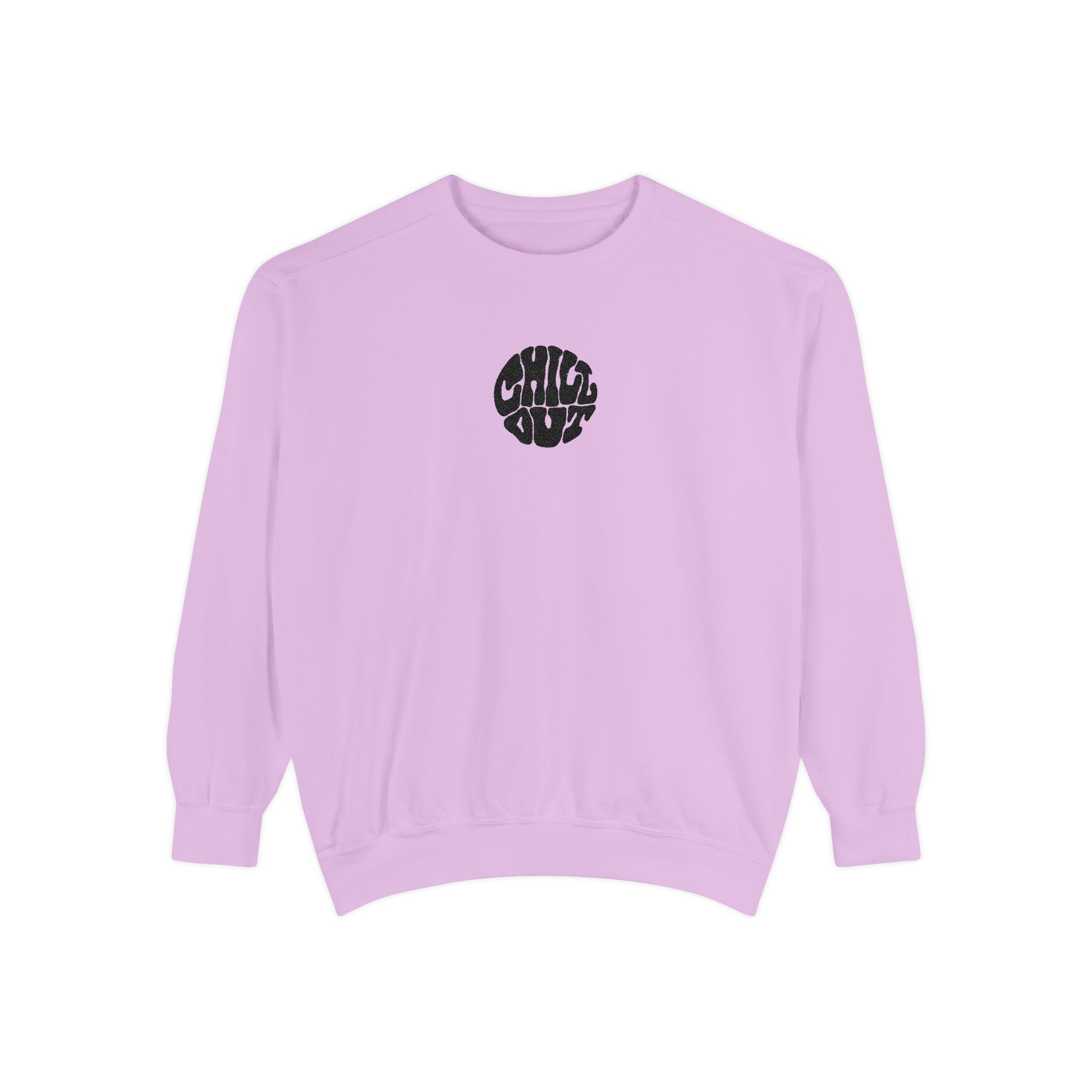 Chill Out Circle Sweatshirt – Minimal Retro Graphic Crewneck | Unisex Comfort