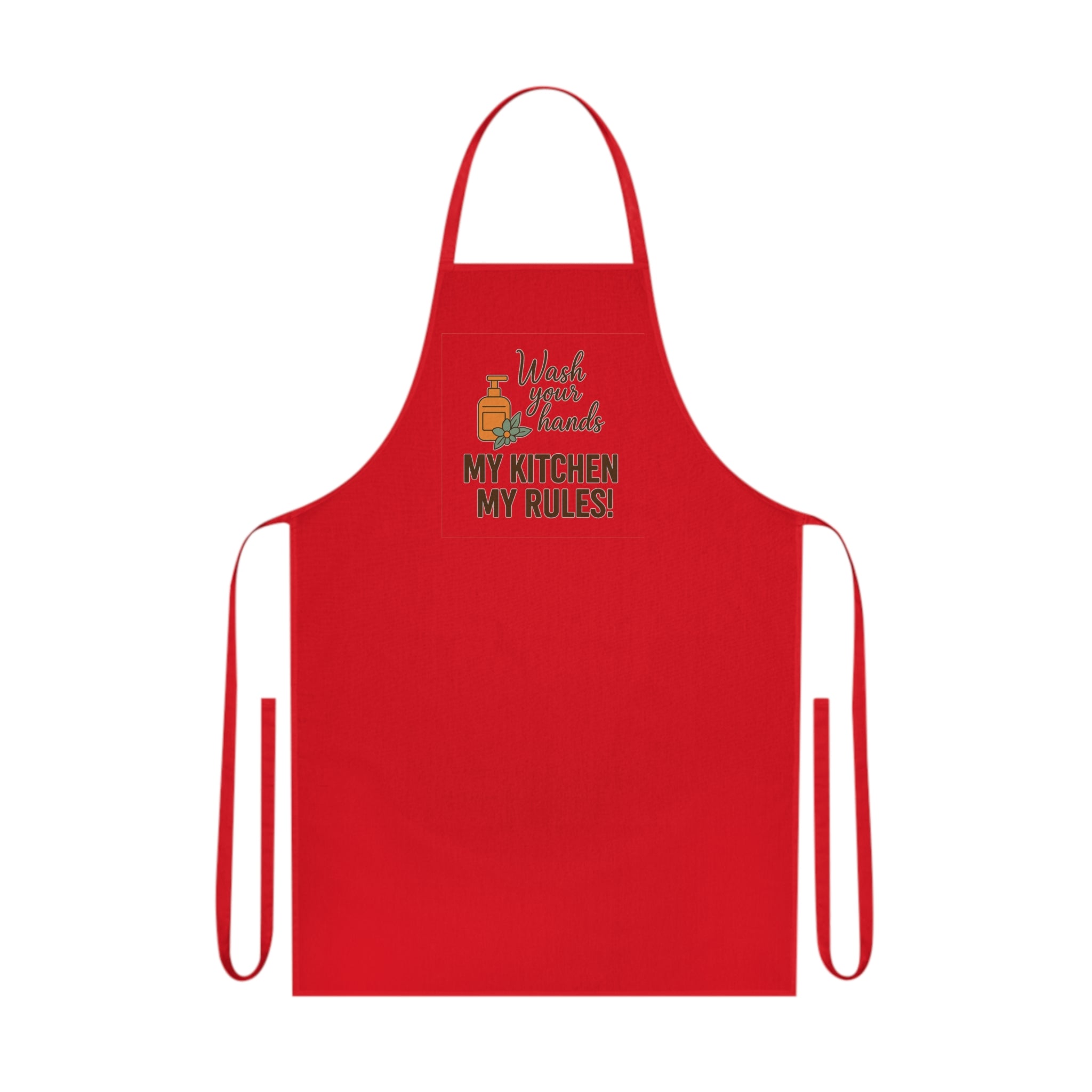 My Kitchen My Rules Cotton Apron — Funny Chef Apron with 'Wash Your Hands' Design