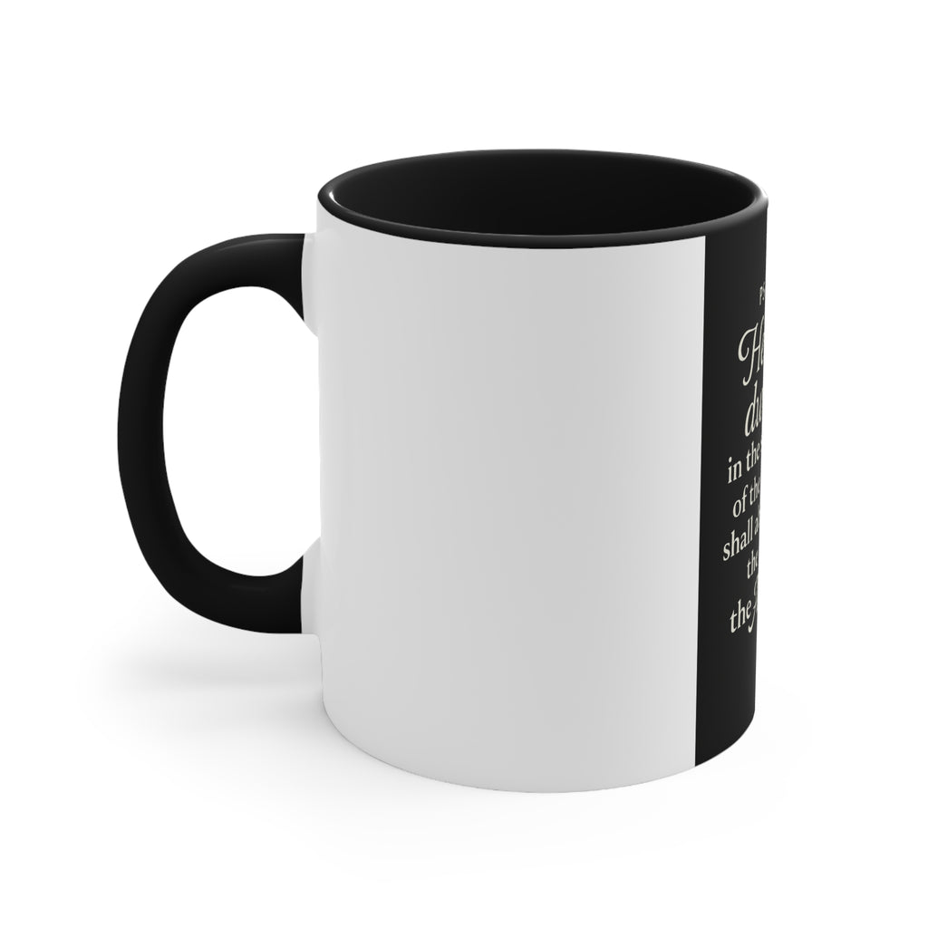 Psalm 91:1 Accent Mug — He That Dwelleth Inspirational Pink-Trim Coffee Cup