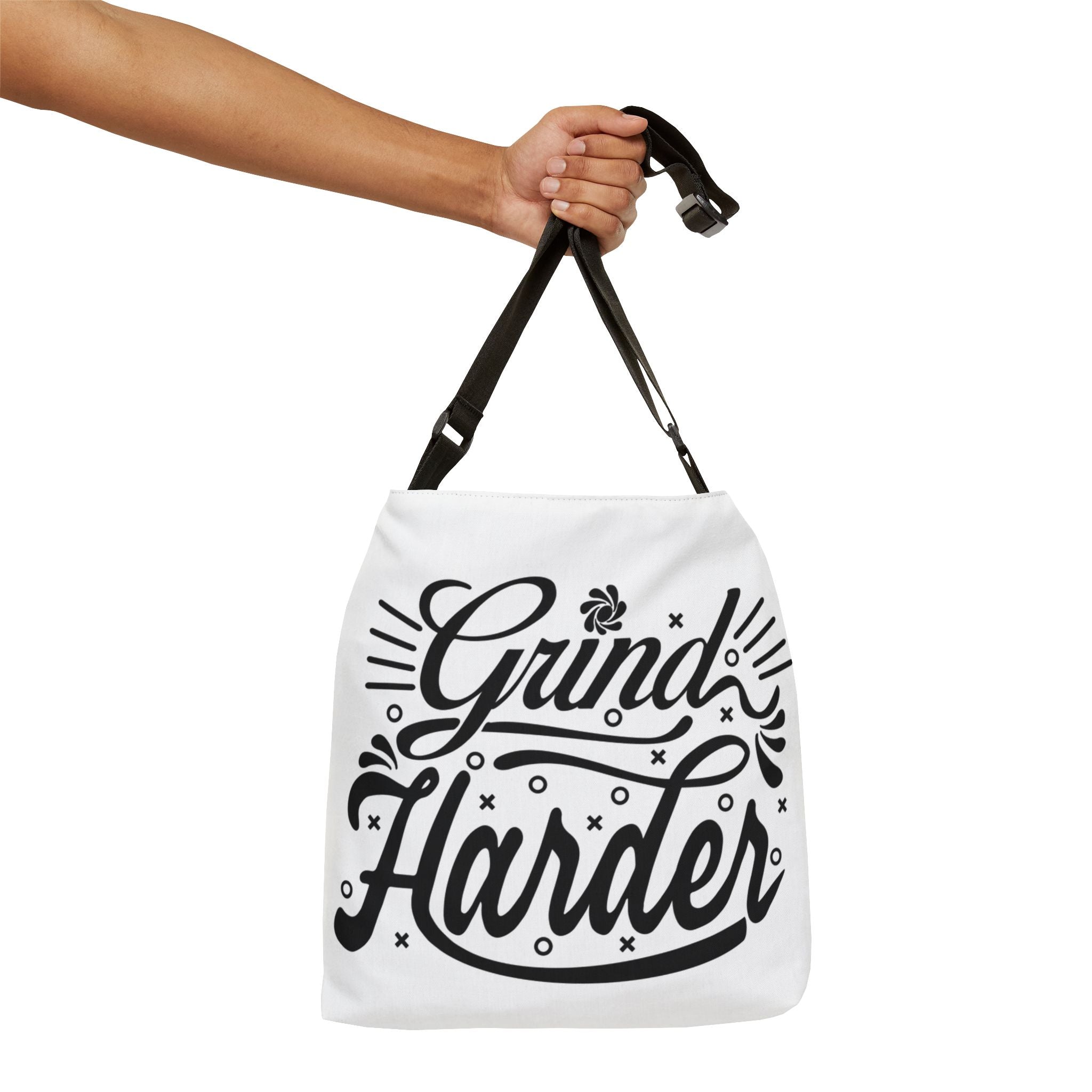 Inspirational 'Grind Harder' Adjustable Tote Bag — Motivational Work & Gym Sling