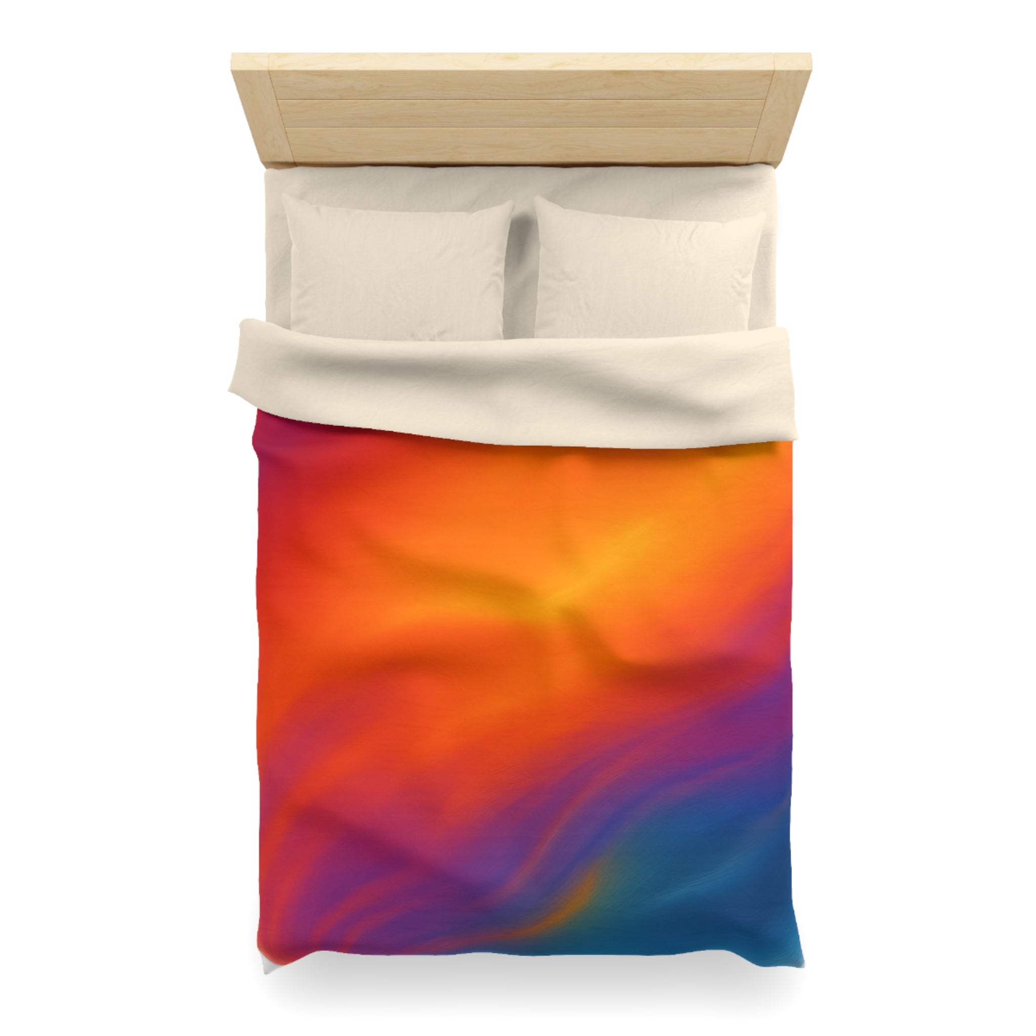 Vibrant Sunset Gradient Duvet Cover — Bold Orange to Deep Blue Microfiber