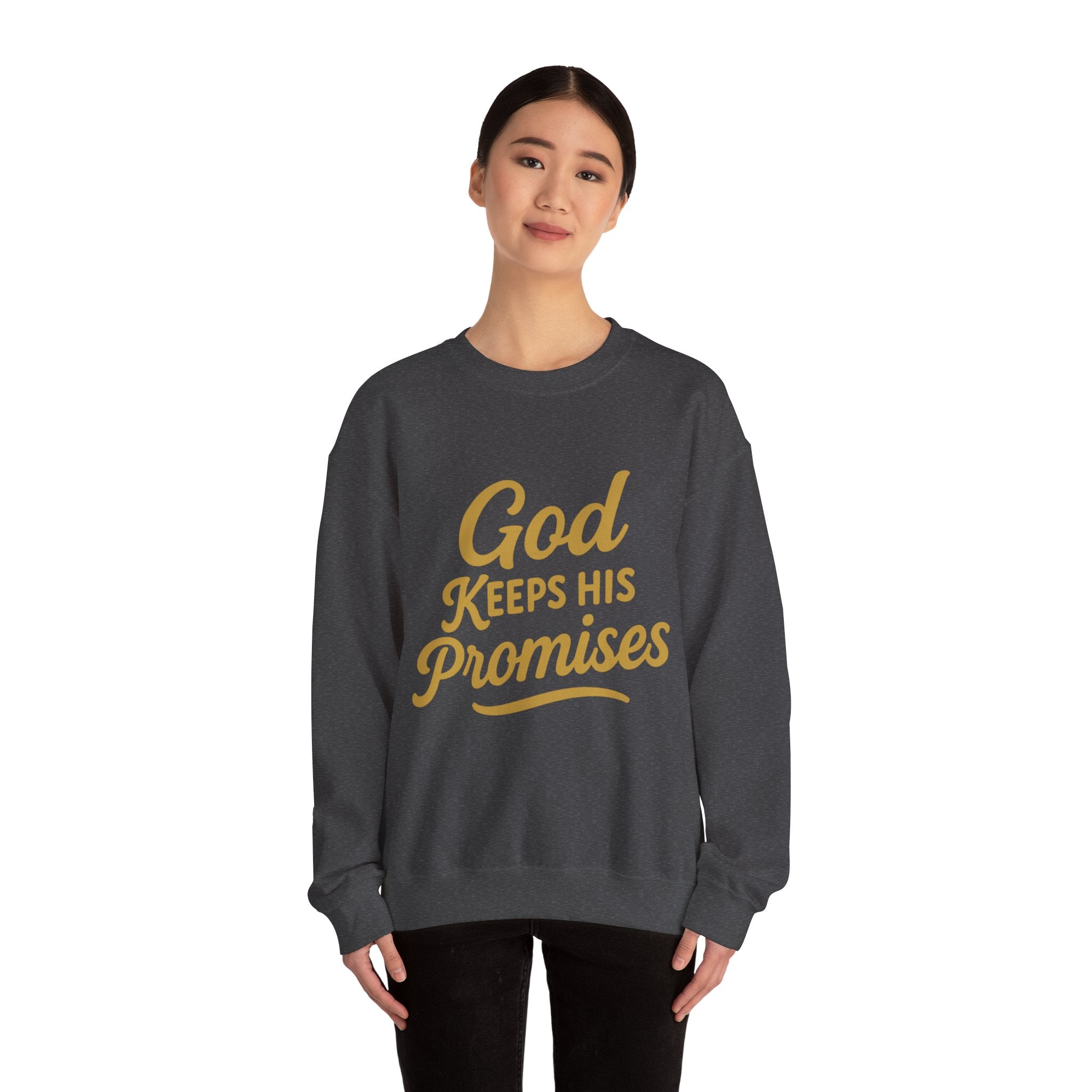 Christian Crewneck Sweatshirt — "God Keeps His Promises" Inspirational Pullover