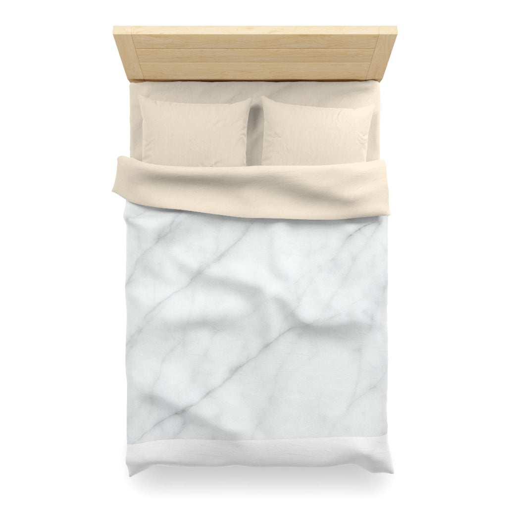 Marble Microfiber Duvet Cover – White Gray Marble Bedding
