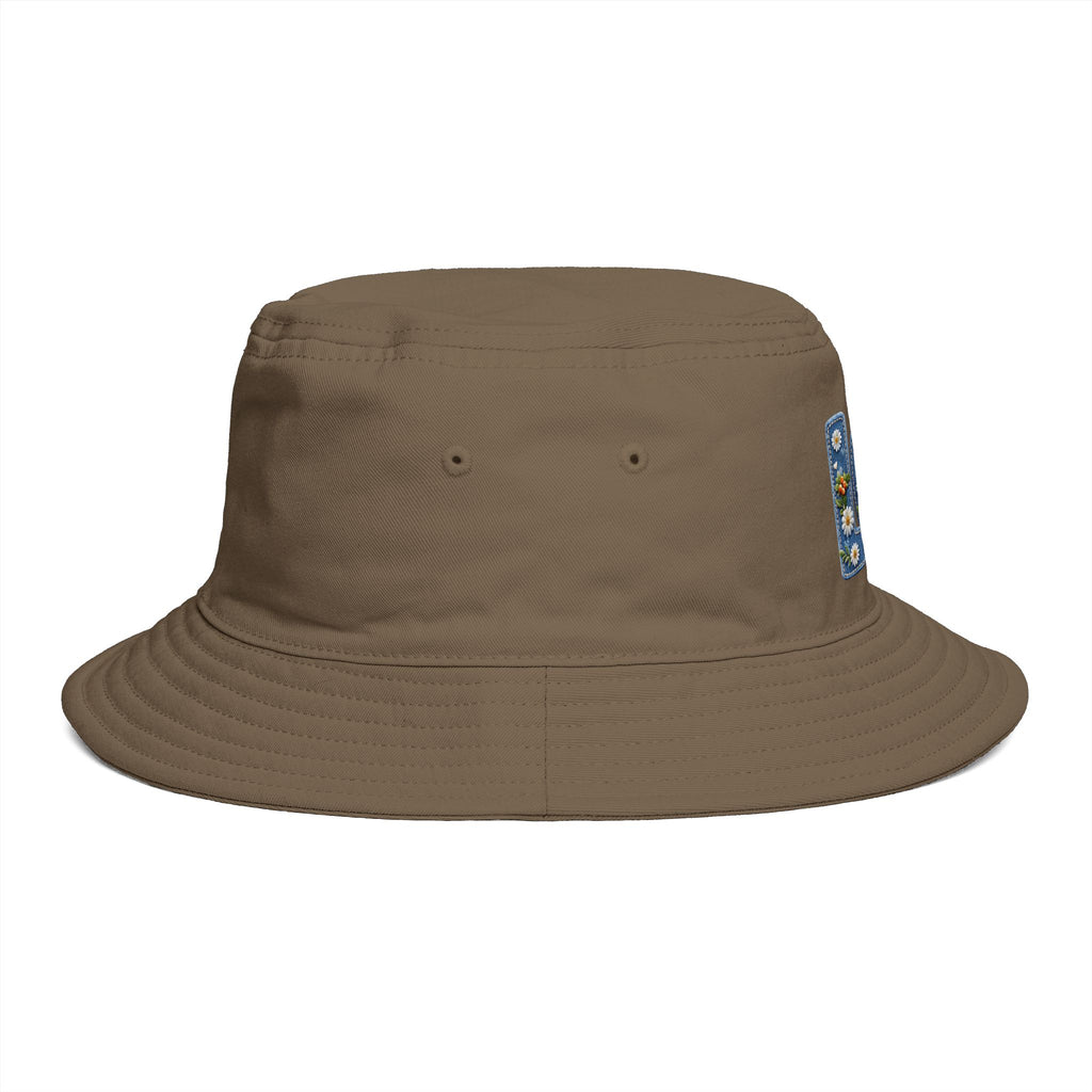 LOVE Daisy Bucket Hat — Floral Embroidered Brown Sun Hat