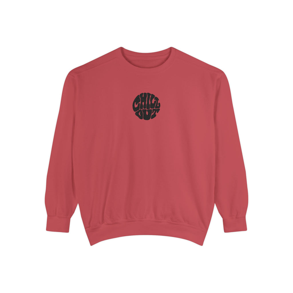 Chill Out Circle Sweatshirt – Minimal Retro Graphic Crewneck | Unisex Comfort