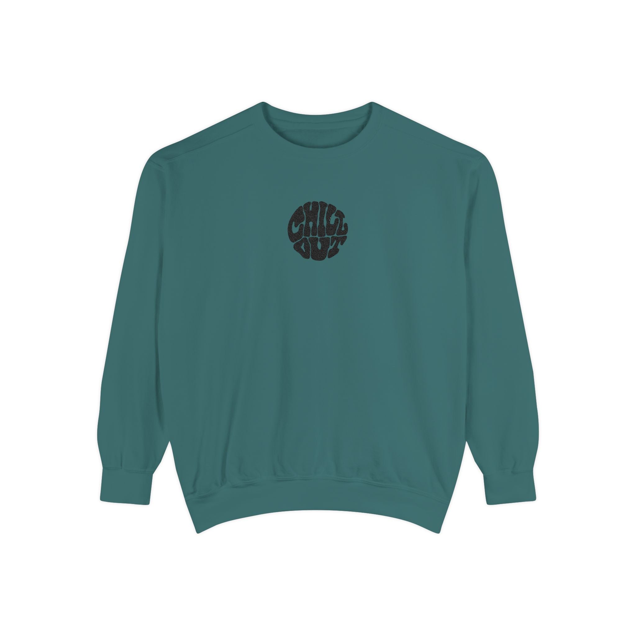 Chill Out Circle Sweatshirt – Minimal Retro Graphic Crewneck | Unisex Comfort