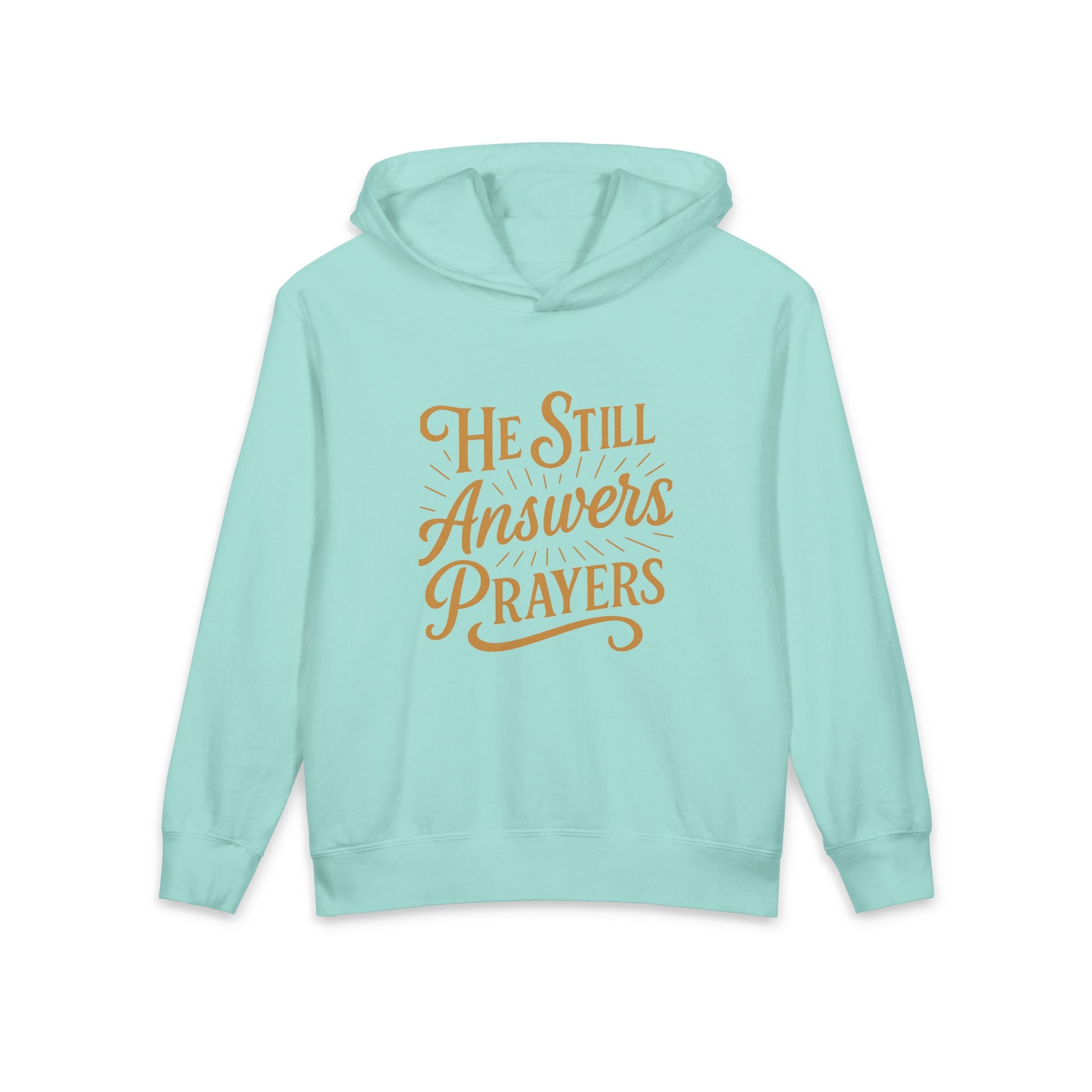 Youth Hoodie - "He Still Answers Prayers" Christian Faith Pullover