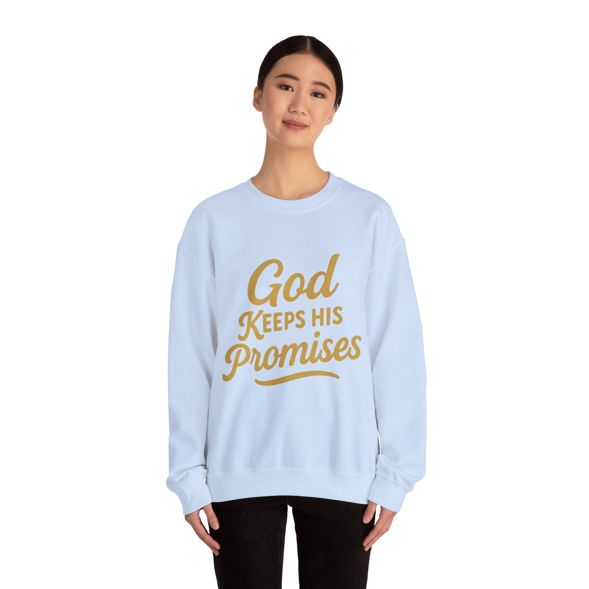 Christian Crewneck Sweatshirt — "God Keeps His Promises" Inspirational Pullover