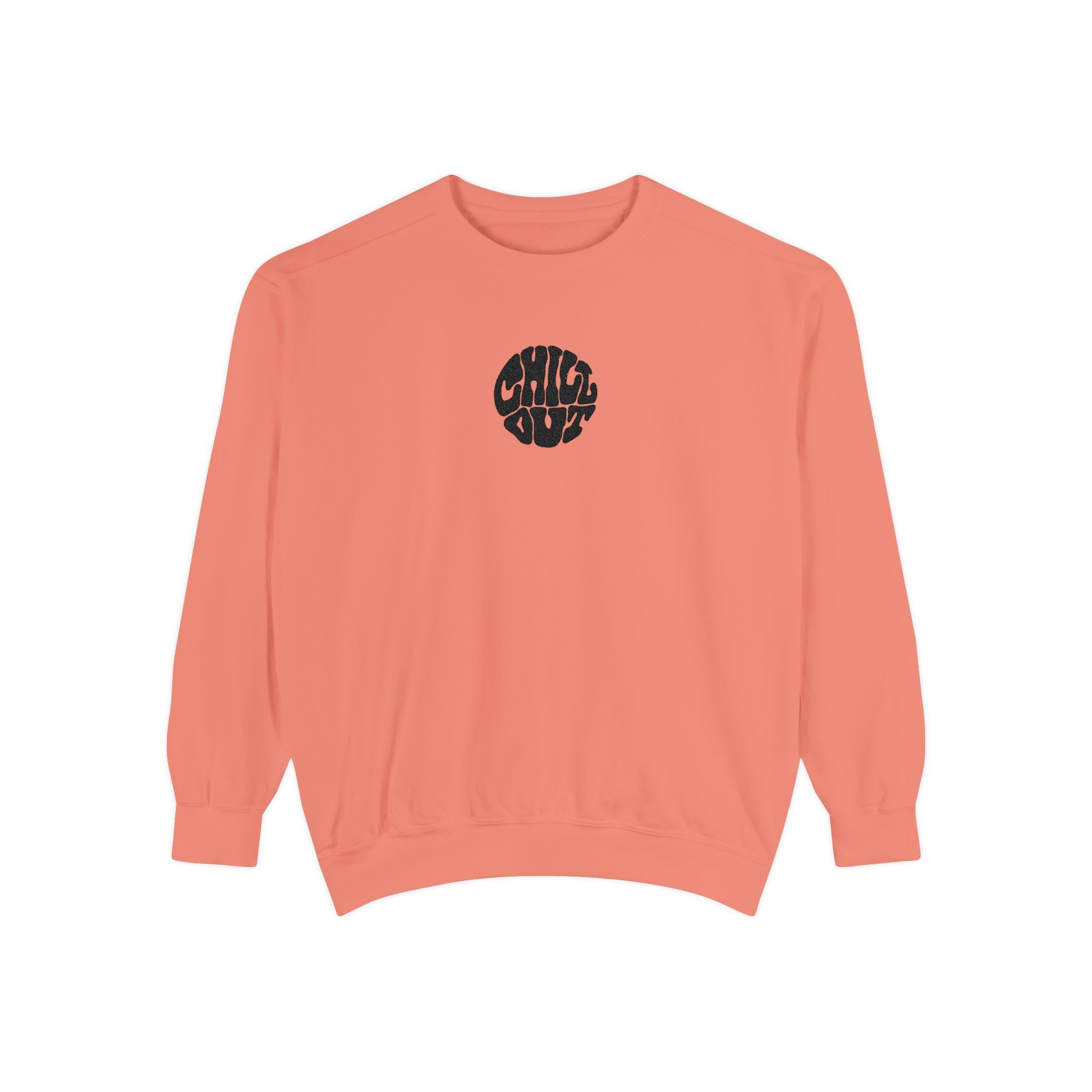 Chill Out Circle Sweatshirt – Minimal Retro Graphic Crewneck | Unisex Comfort