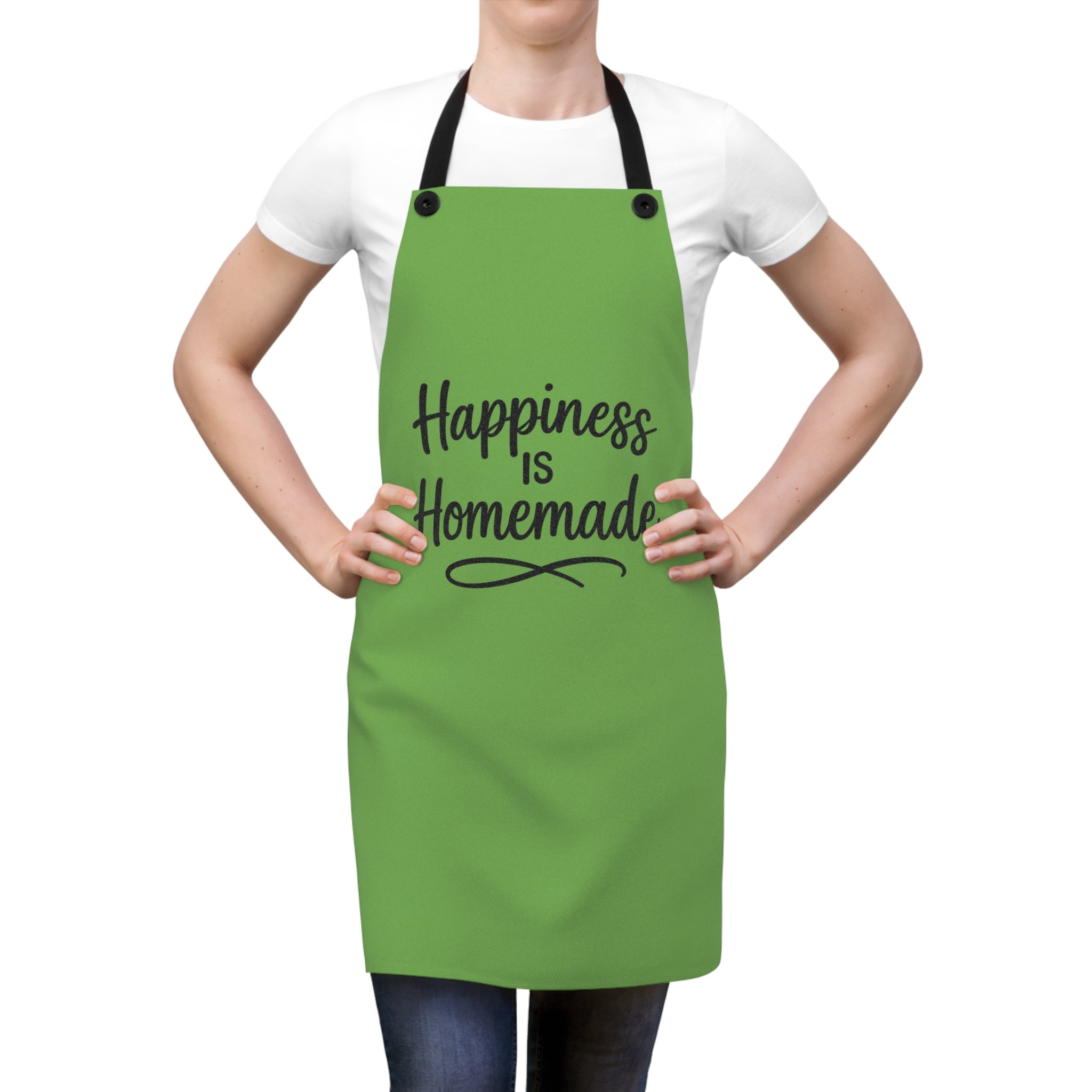 Happiness Is Homemade Green Apron — Kitchen Cooking & Baking Apron