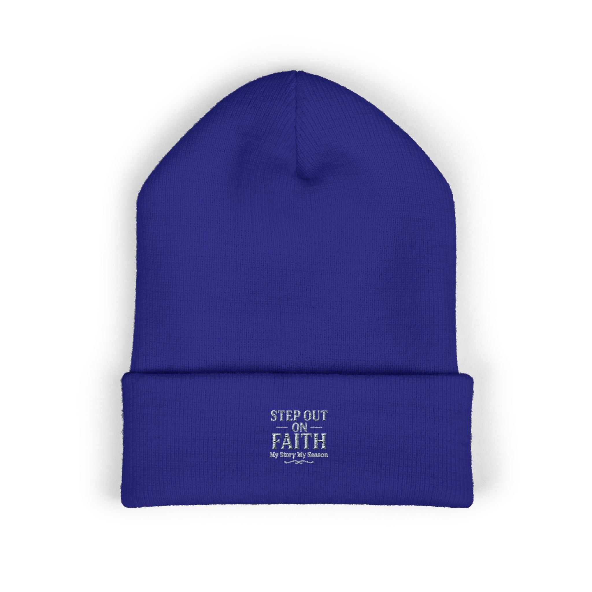 Embroidered “Step Out in Faith” Cuffed Beanie