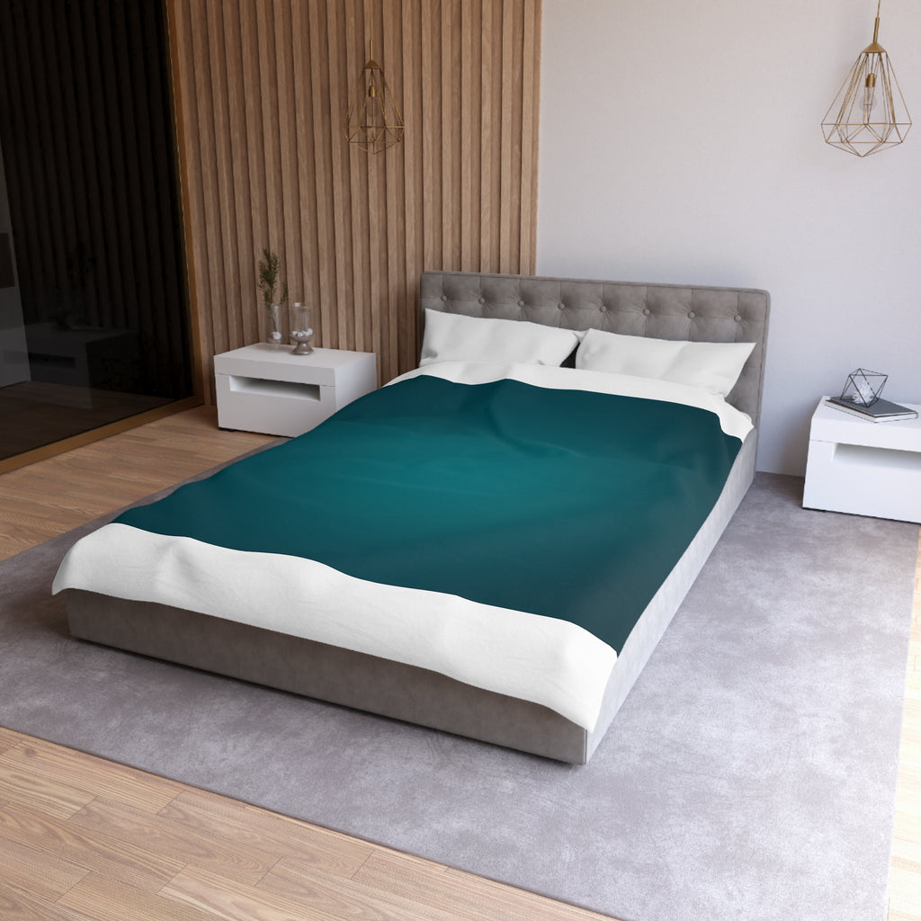 Teal Ombre Microfiber Duvet Cover — Modern Solid Color Bedroom Bedding