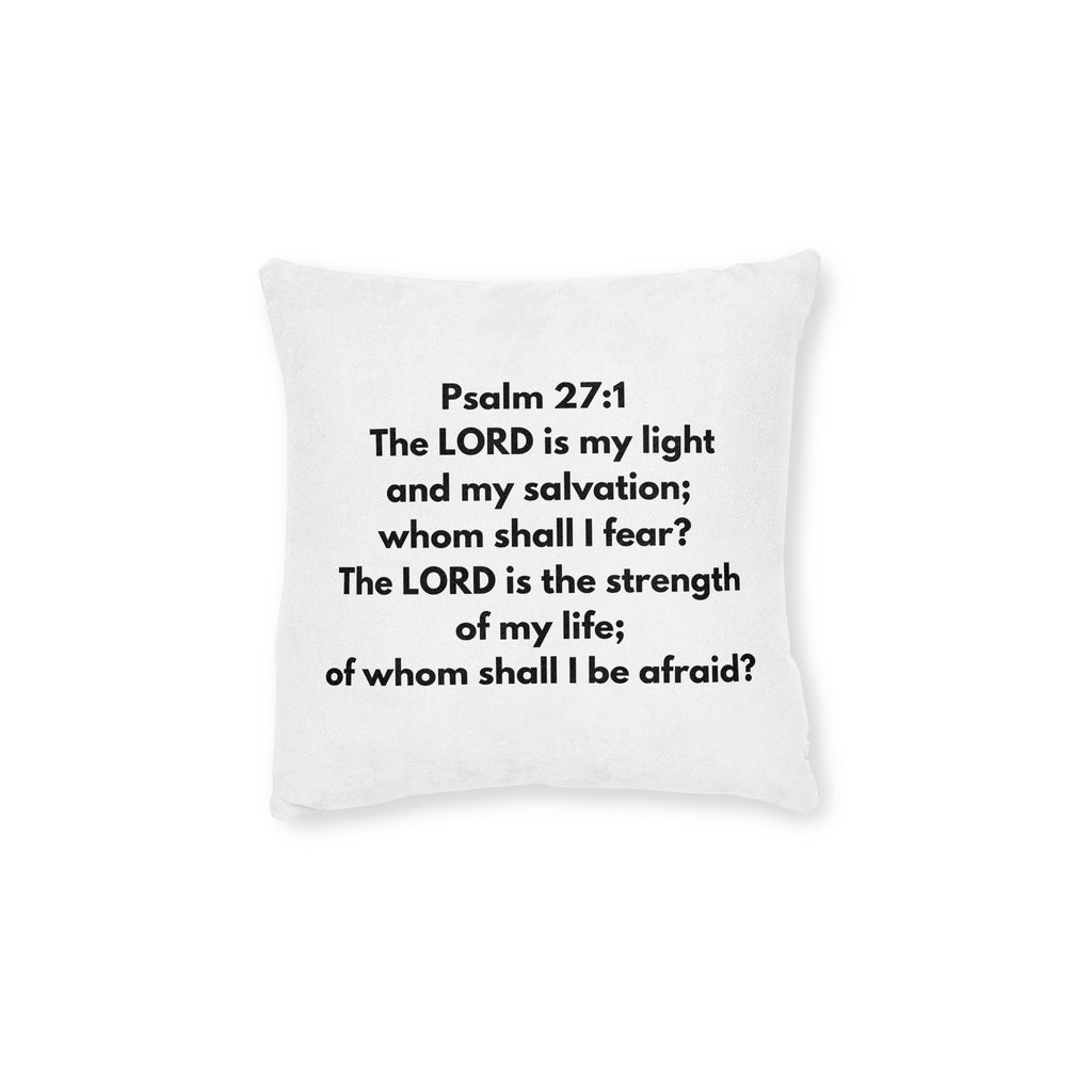Psalm 27:1 Scripture Square Pillow — "The LORD is my light" Christian Decorative Pillow