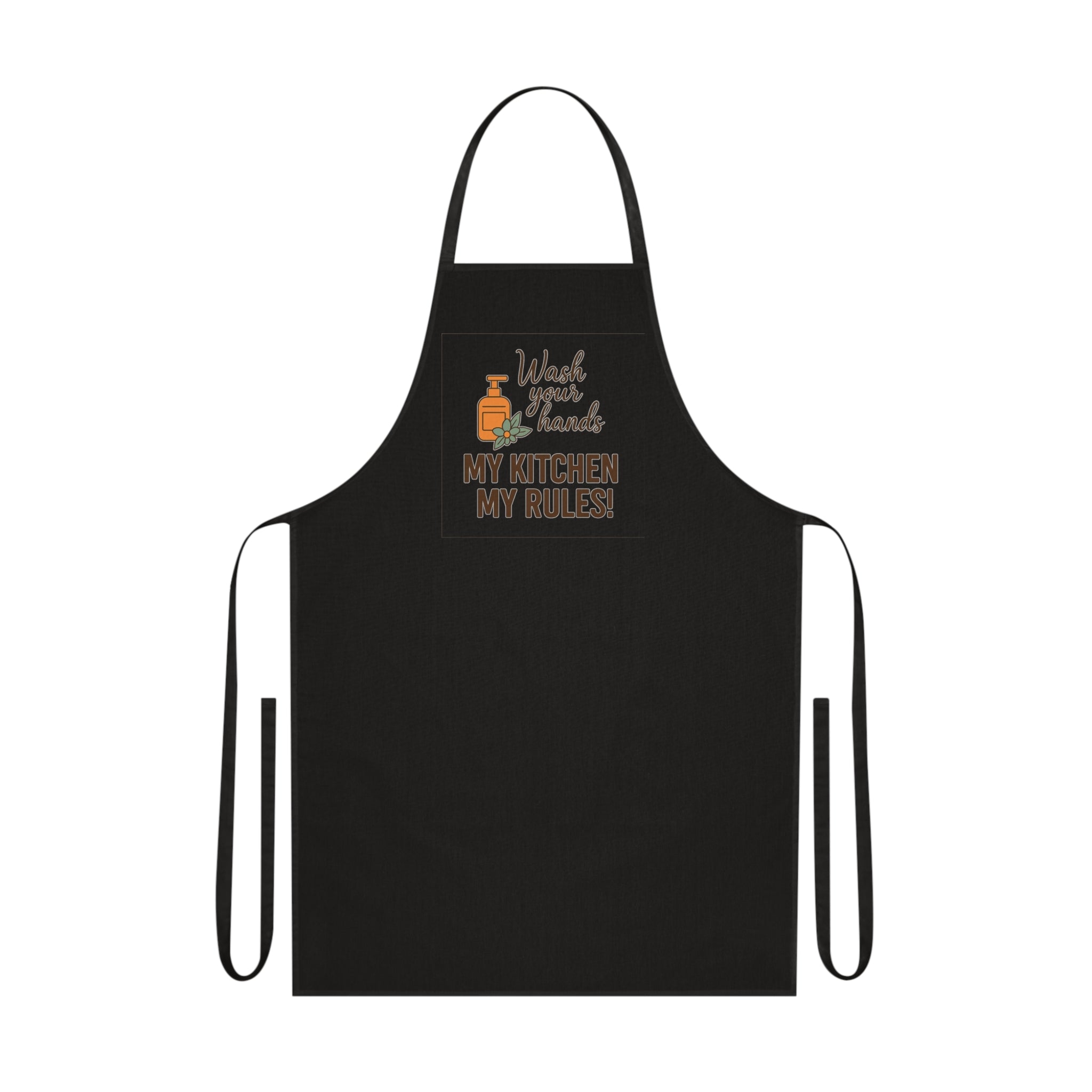 My Kitchen My Rules Cotton Apron — Funny Chef Apron with 'Wash Your Hands' Design