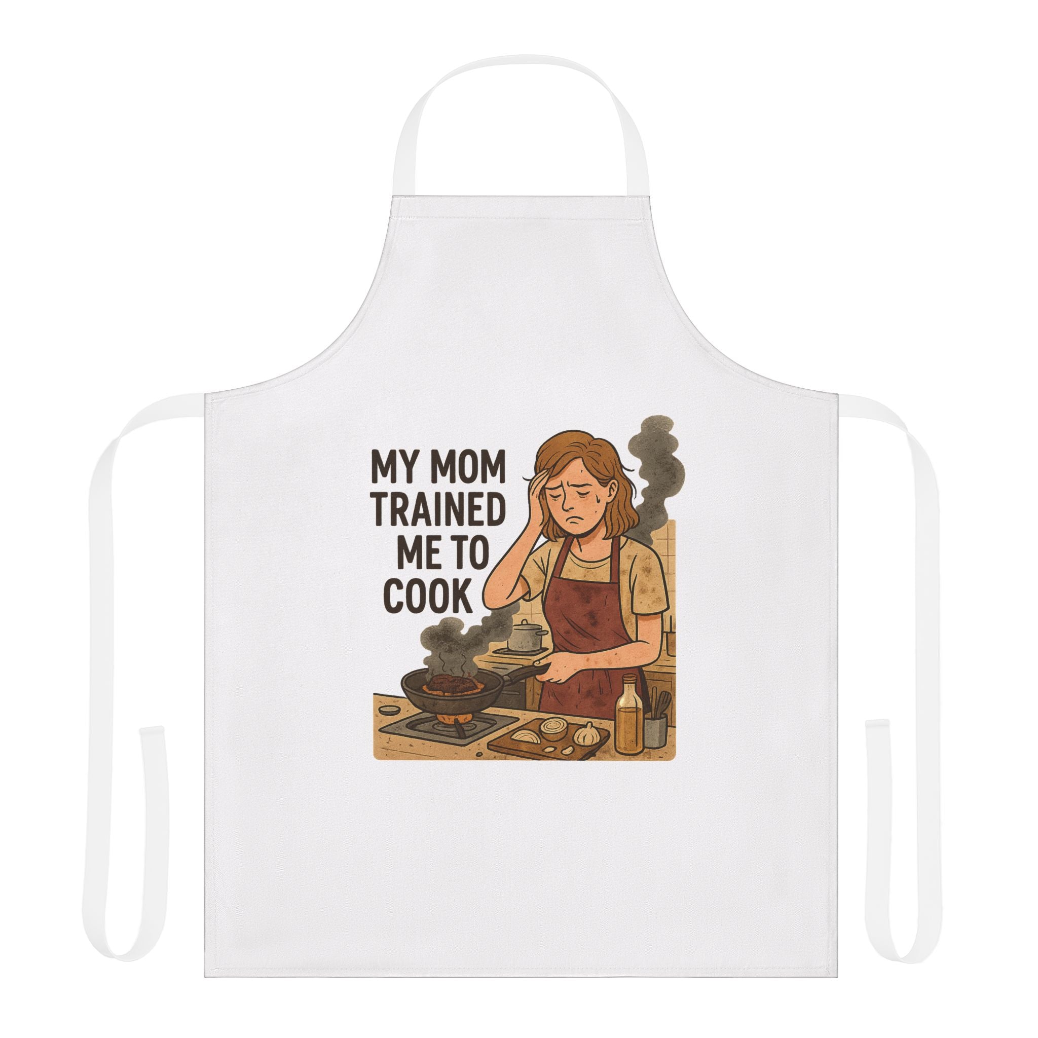 My Mom Trained Me to Cook Apron — Funny Retro Chef Gift for Home Cooks & Mothers' Day