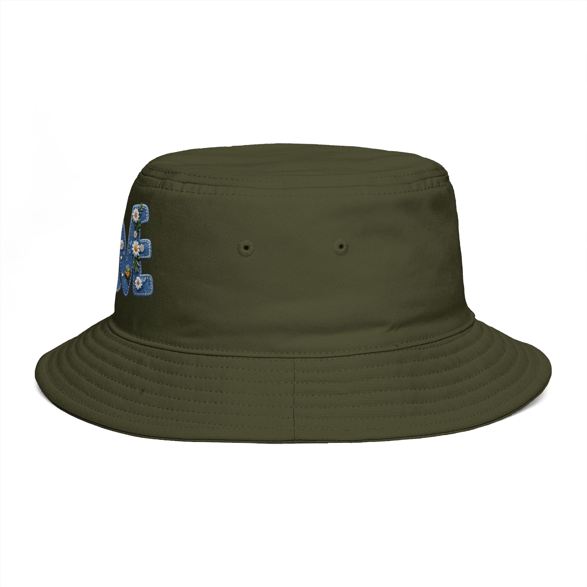 LOVE Daisy Bucket Hat — Floral Embroidered Brown Sun Hat