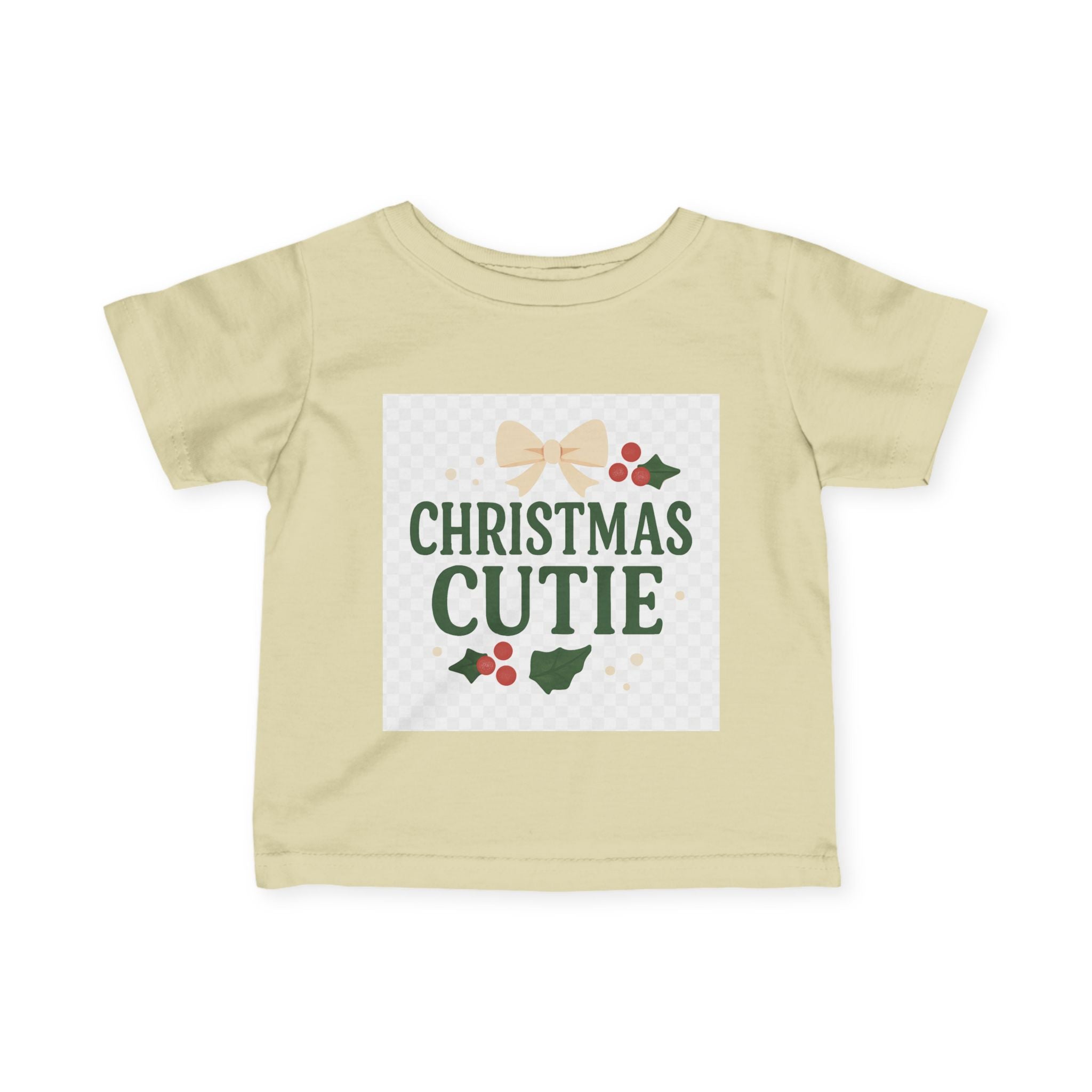 Christmas Cutie Infant Tee – Festive Baby Holiday Shirt with Bow & Holly