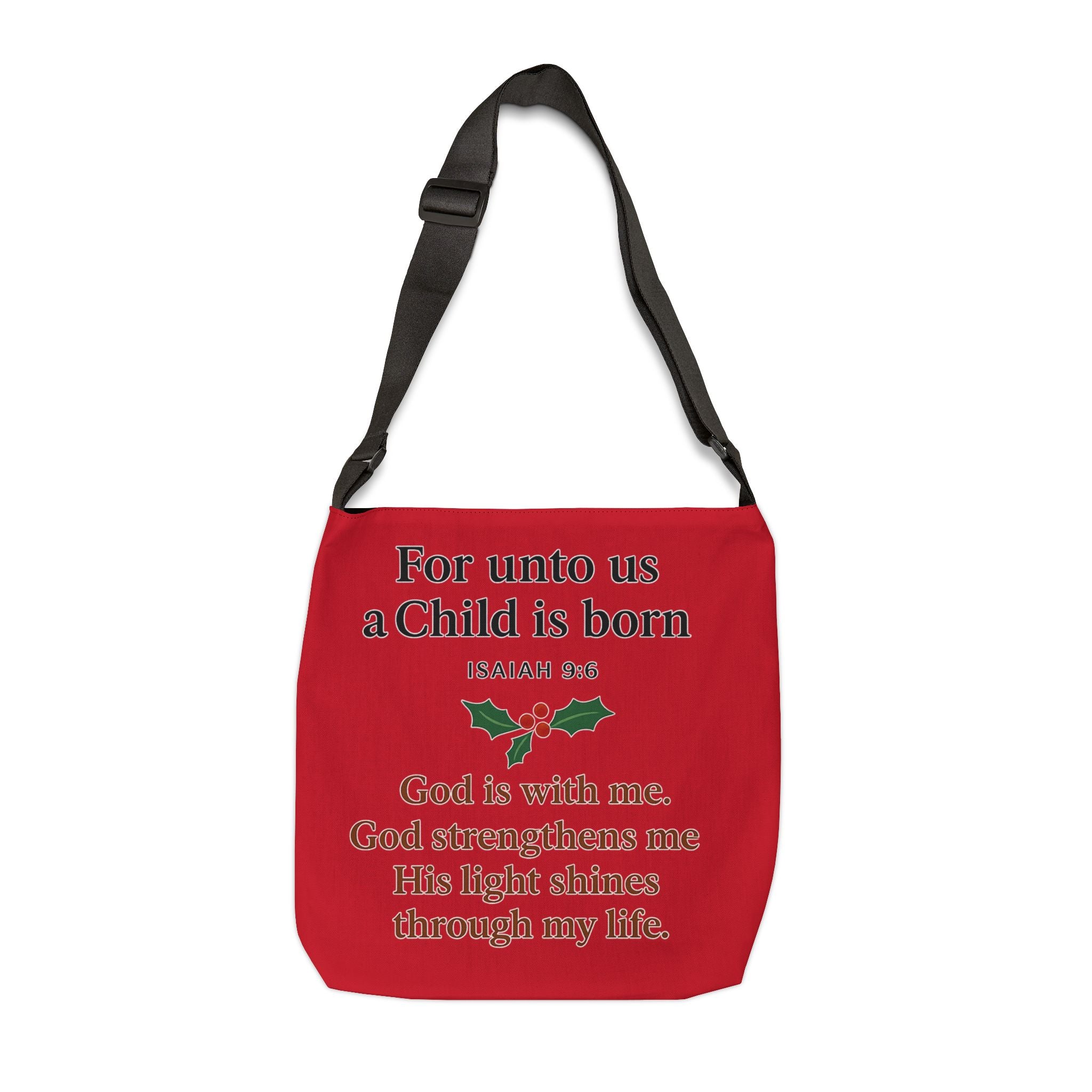 Christmas Scripture Tote Bag - "For unto us a Child is born" Adjustable Holiday Shopper